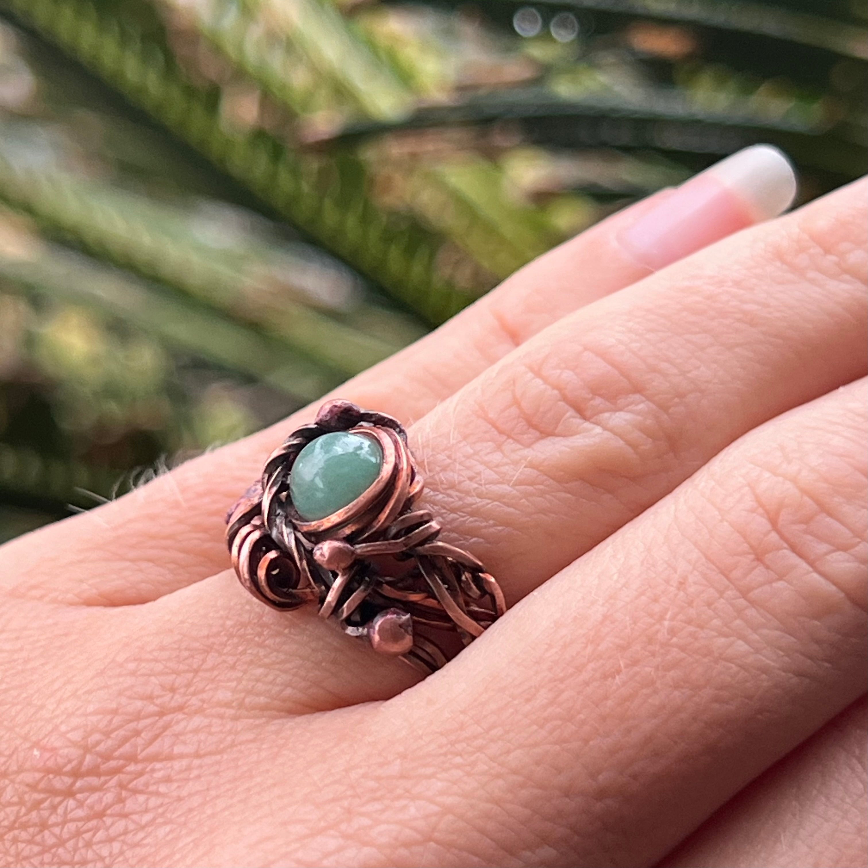 Muse Forged ~ Artesian Green Aventurine Ring ~ Size 6