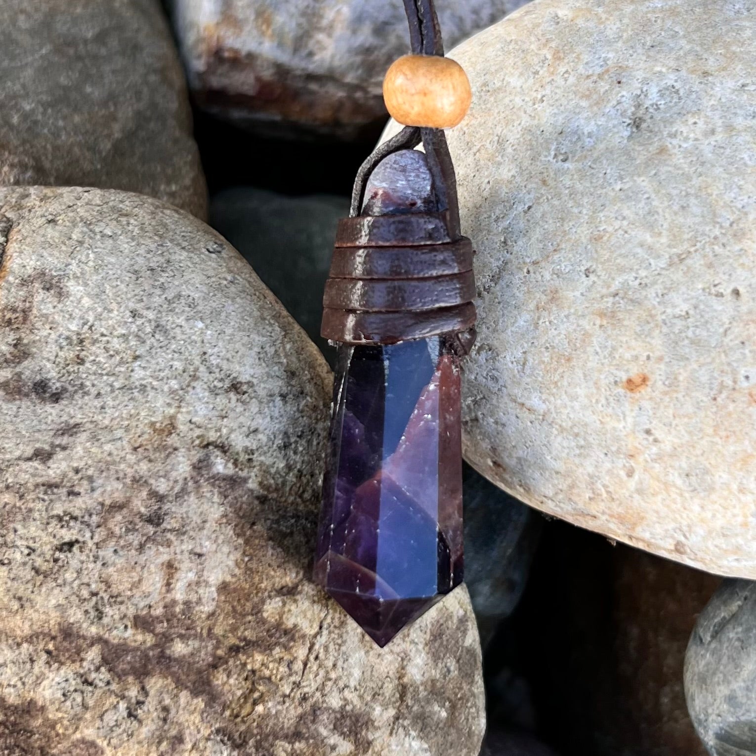 Amethyst Pendant on Leather