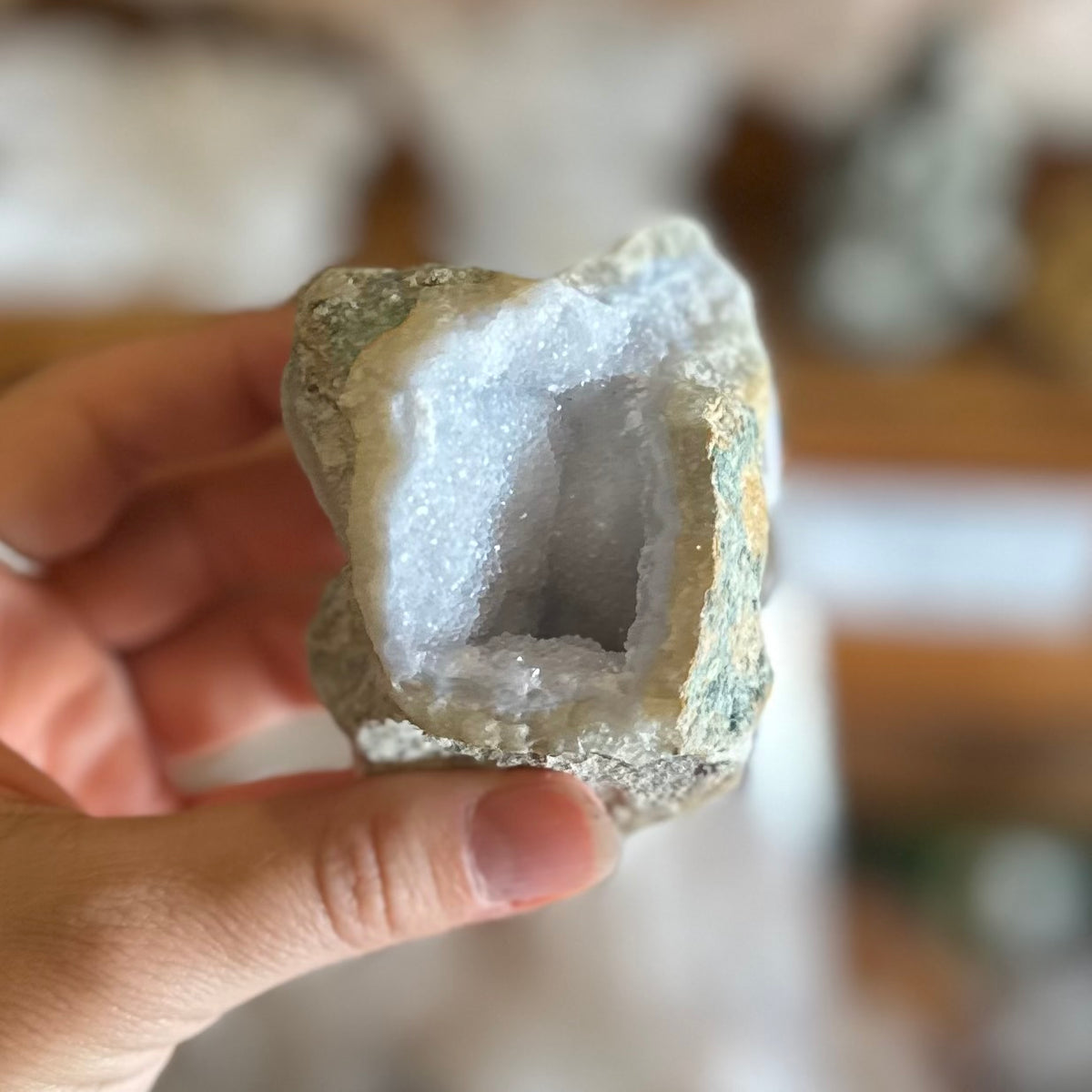 Natural Blue Lace Agate Cluster Geode