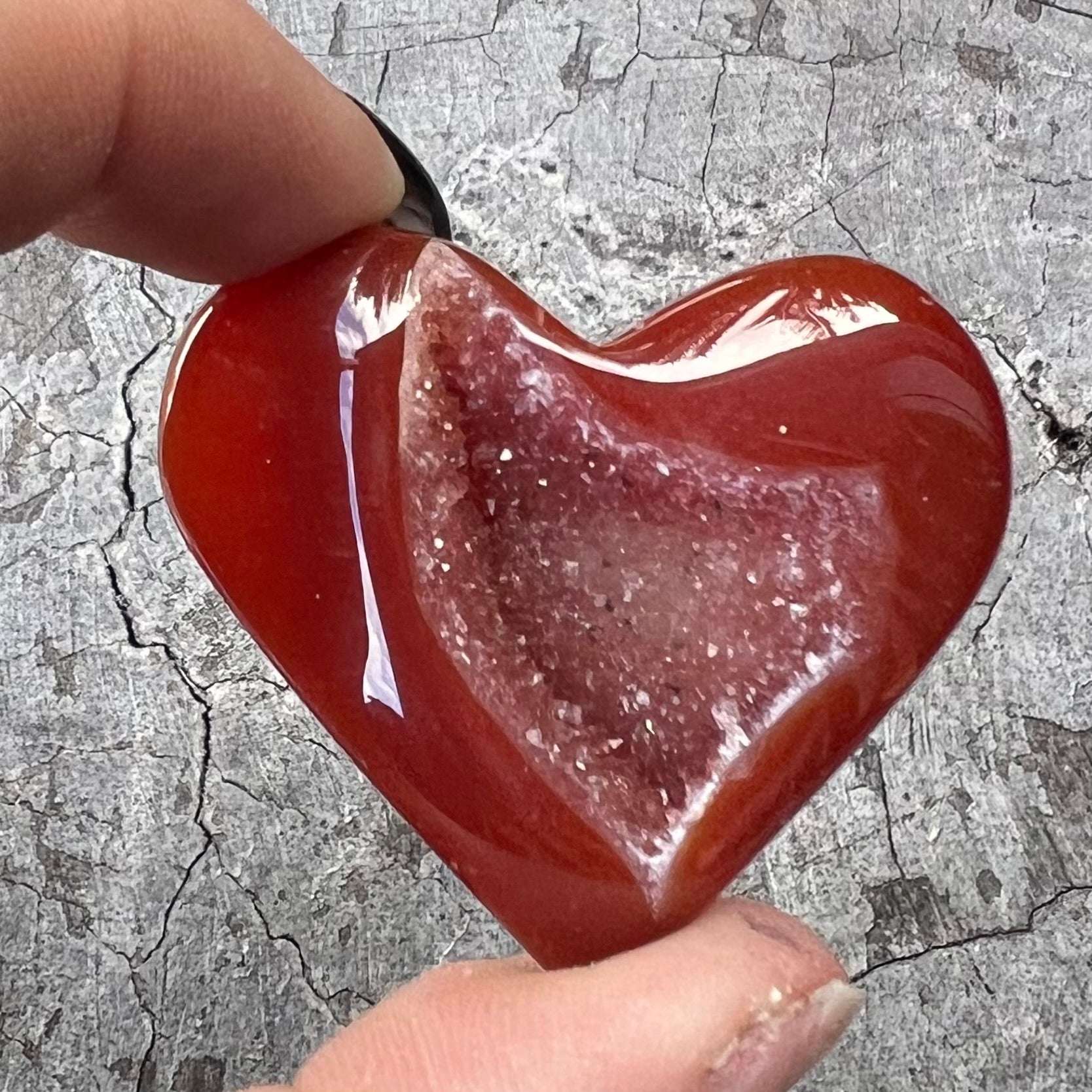 Carnelian Geode Heart ~ 5