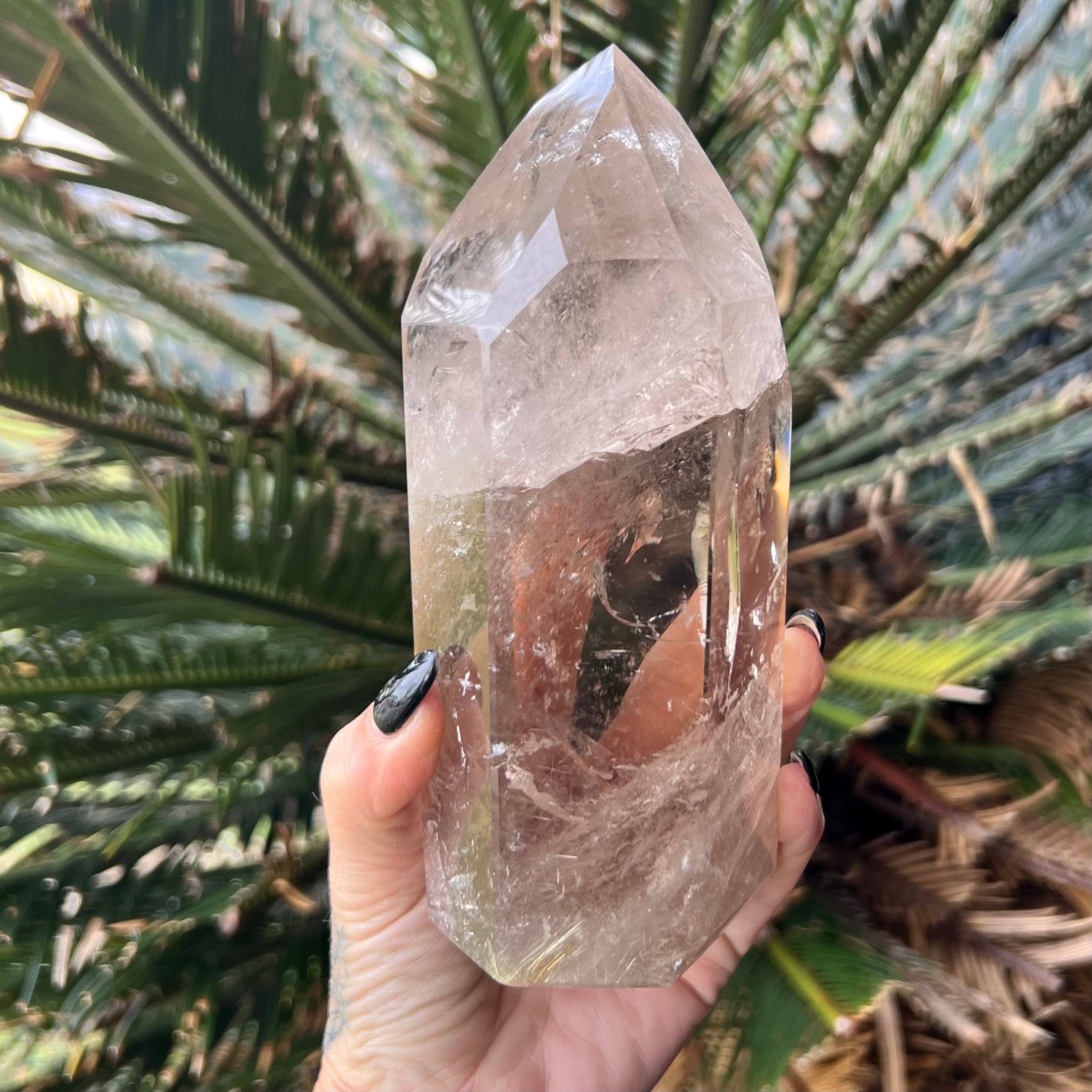 Smoky Quartz Generator Tower ~ with Rainbow Eye & Golden Rutile