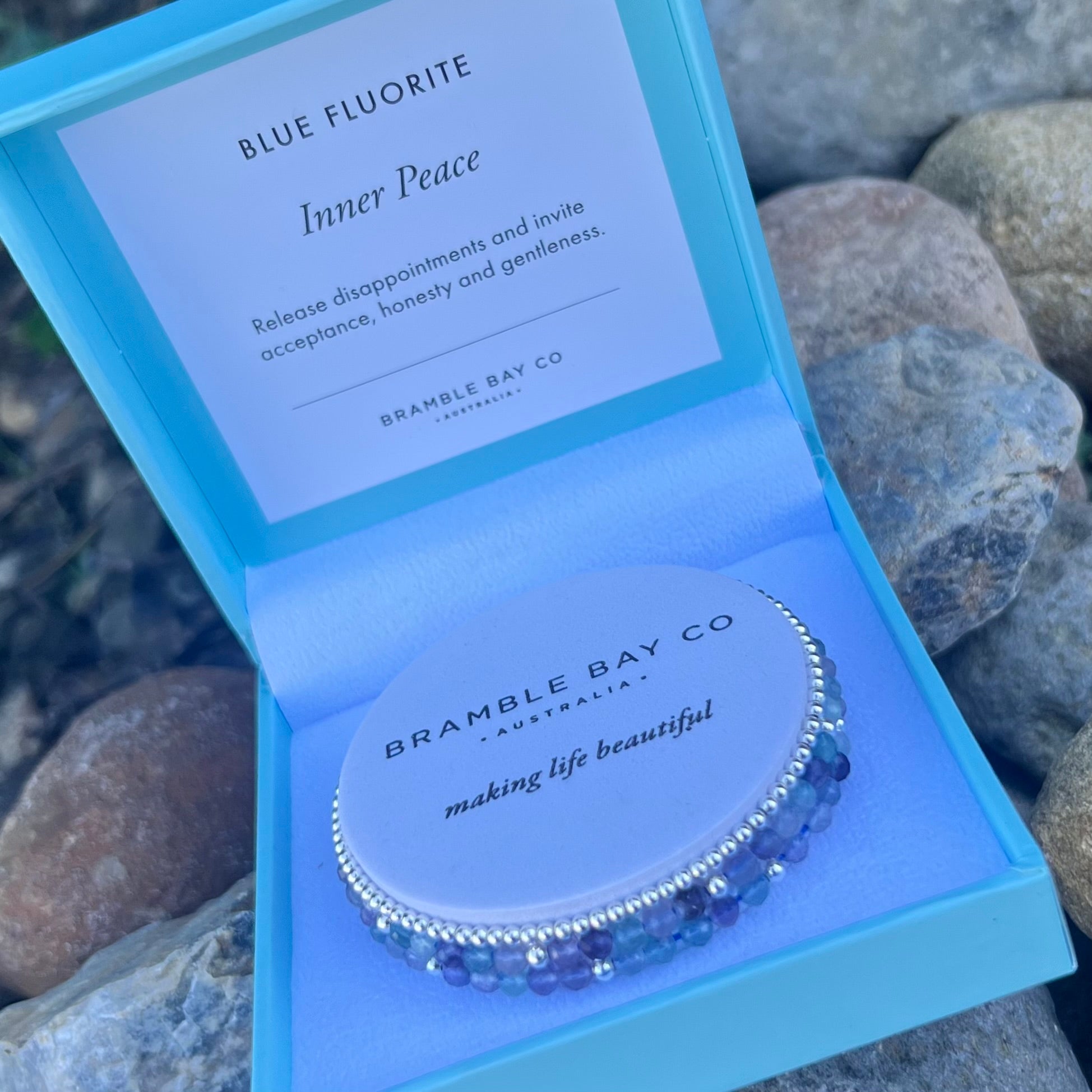 Inner Peace ~ Blue Fluorite Triple Bracelet Set