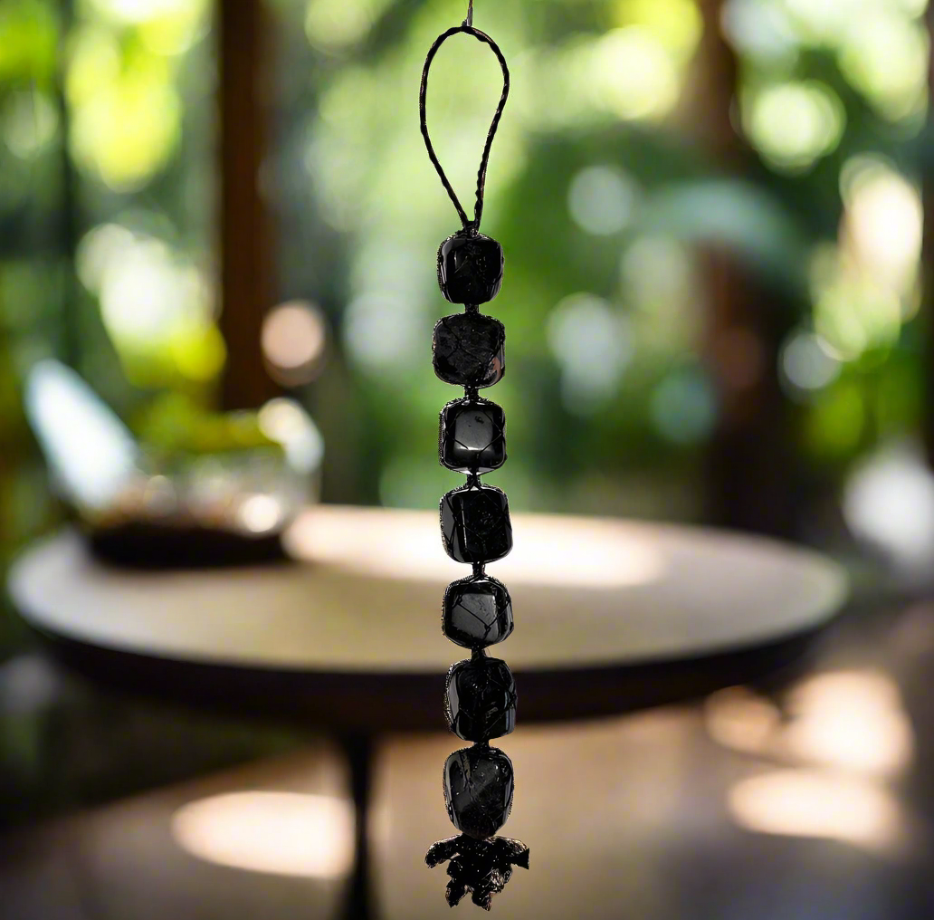 Black Tourmaline Protection Macrame Hanger