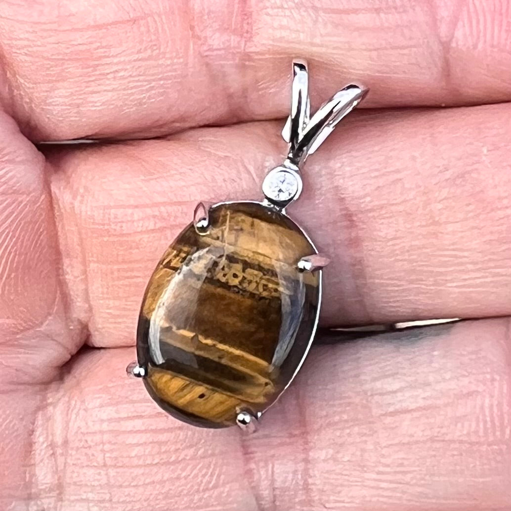 Tiger Eye and Topaz ~ Sterling Silver Pendant (1)