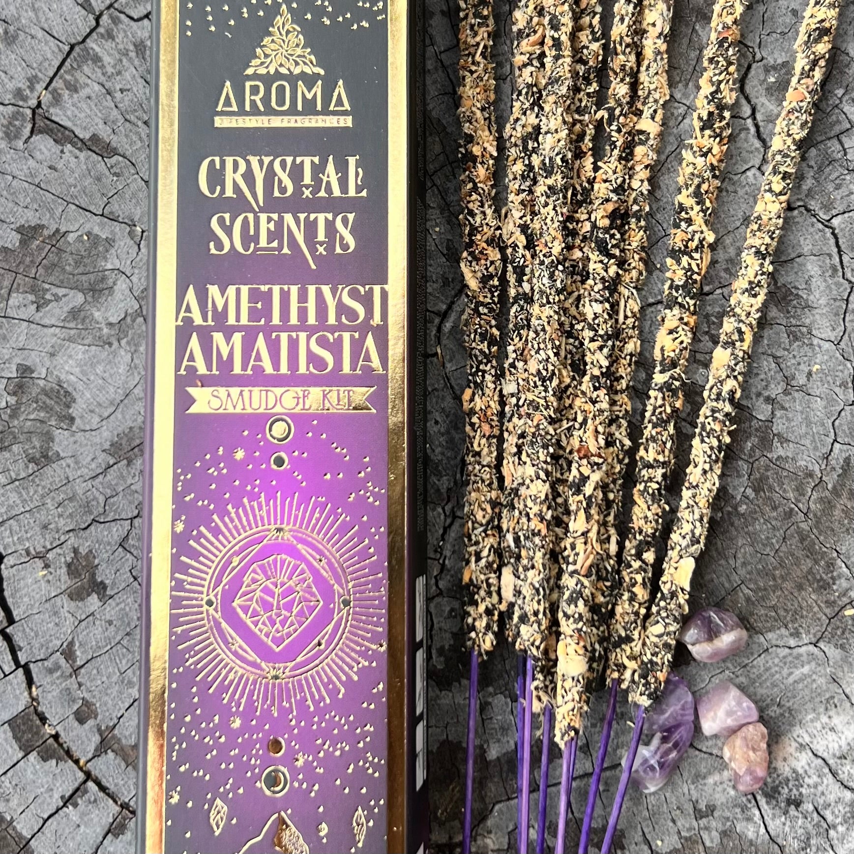 Amethyst ~ Crystal Scents Smudge Kit Incense