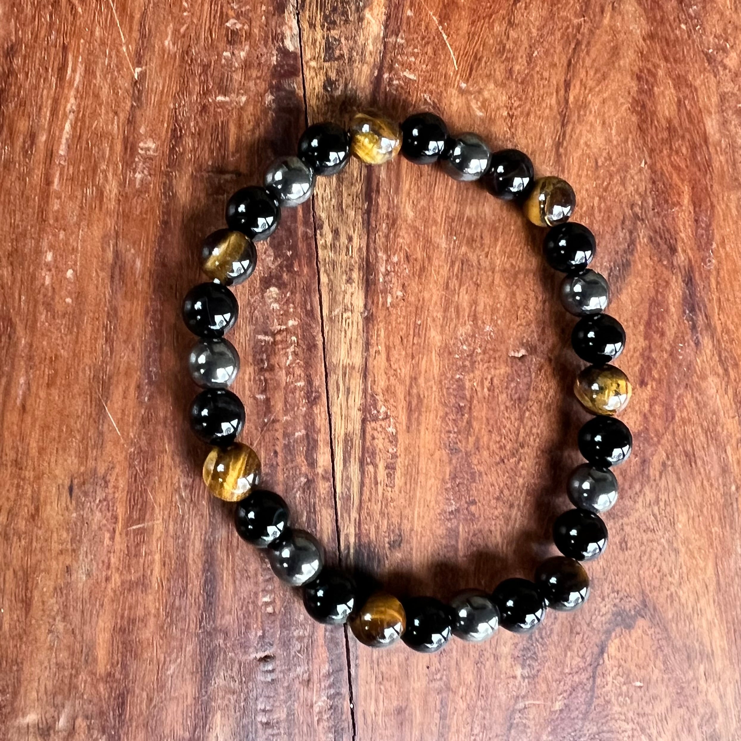 Men’s ~ Hematite, Obsidian & Tiger Eye ~ Triple Protection Bracelet