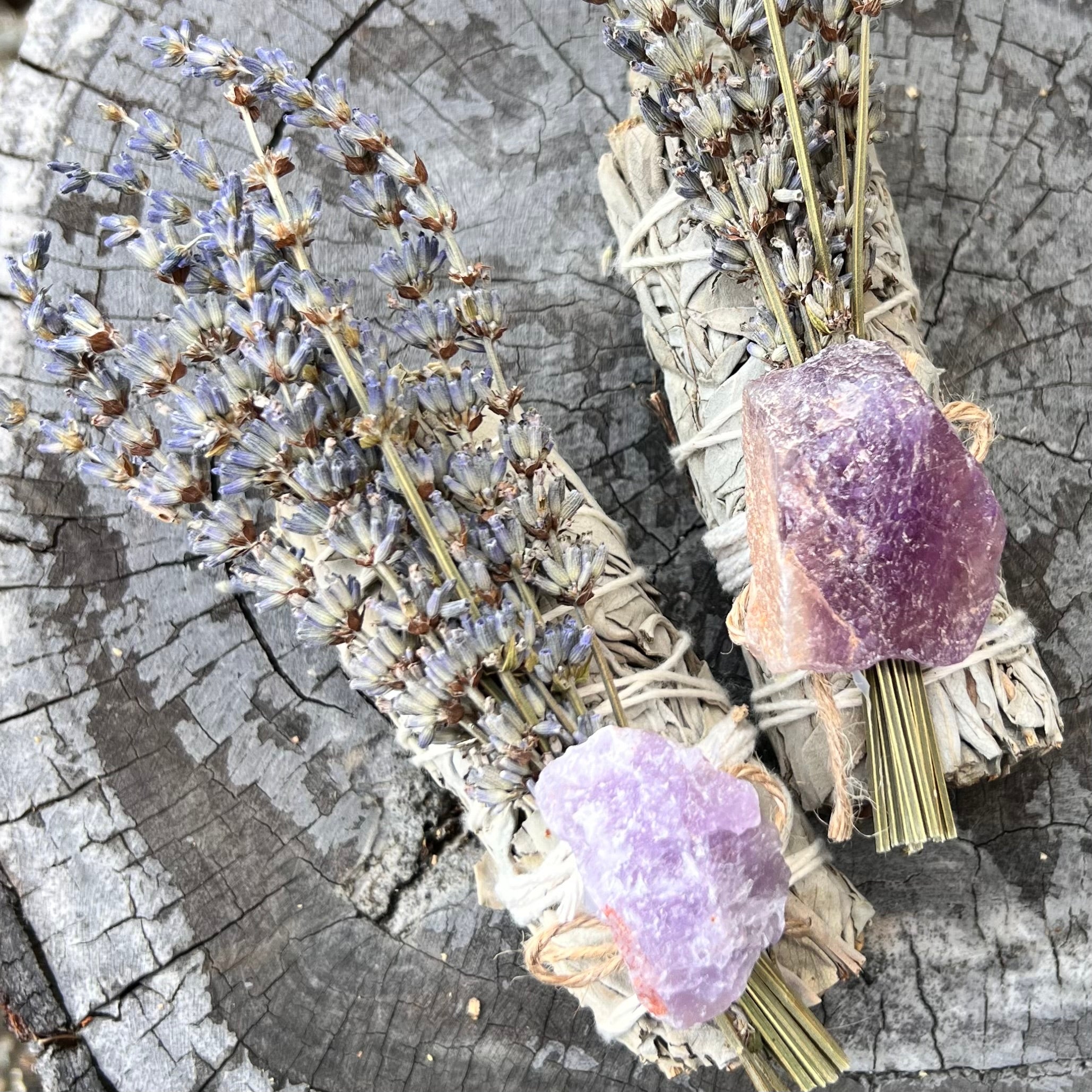 White Sage Botanical Bundle with Lavender & Natural Amethyst
