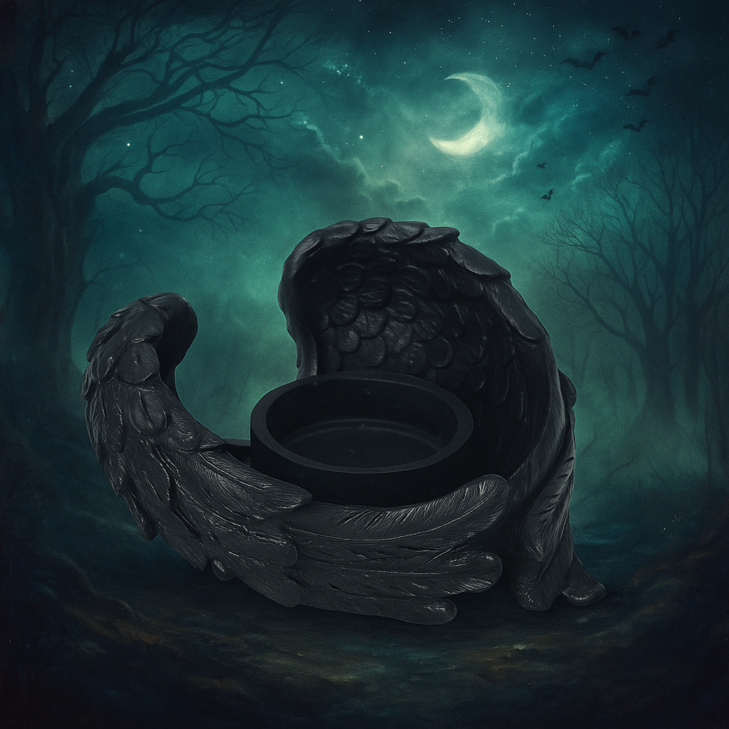 Raven Wings Gothic Candle Holder