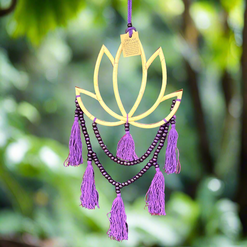 Boho Lotus Black Beaded Macrame Wall Art ~ Small