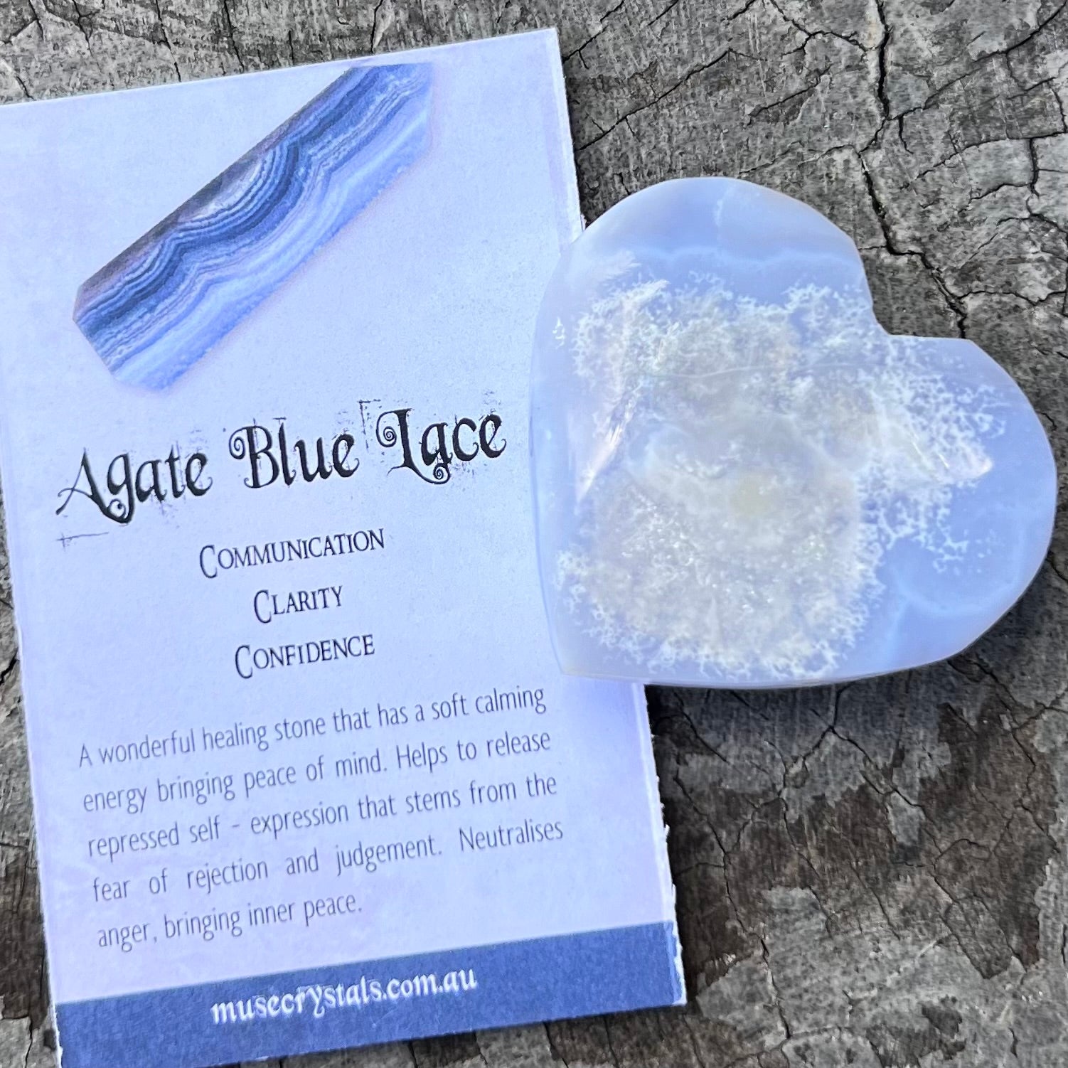 Blue Lace Agate Heart ~ Specialty Boxed Crystal