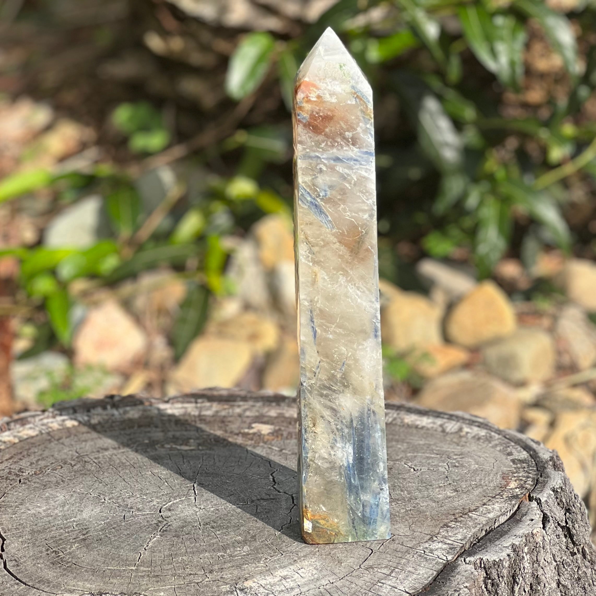 Blue Kyanite in Quartz Tower