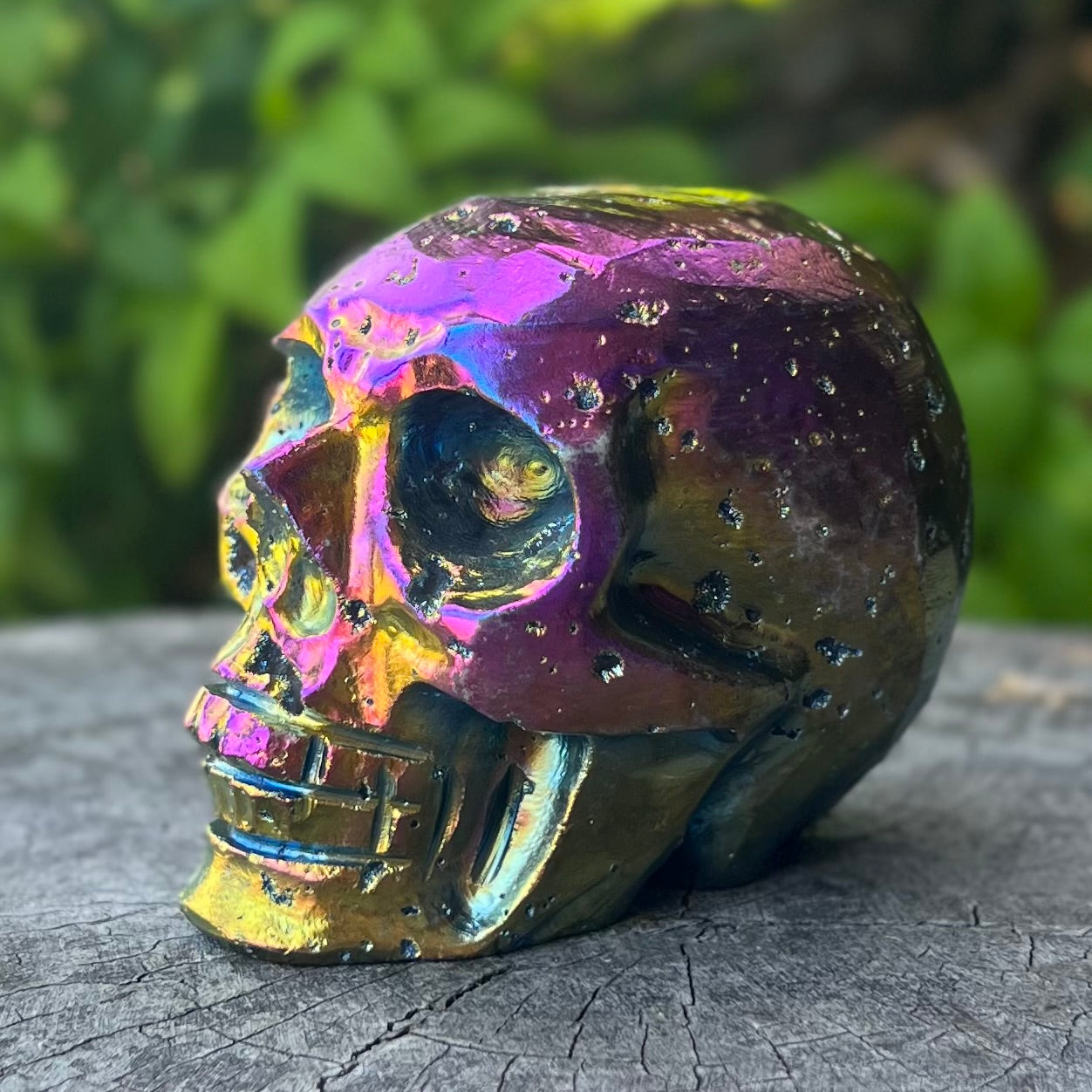 Electroplated Sphalarite Skull Carving