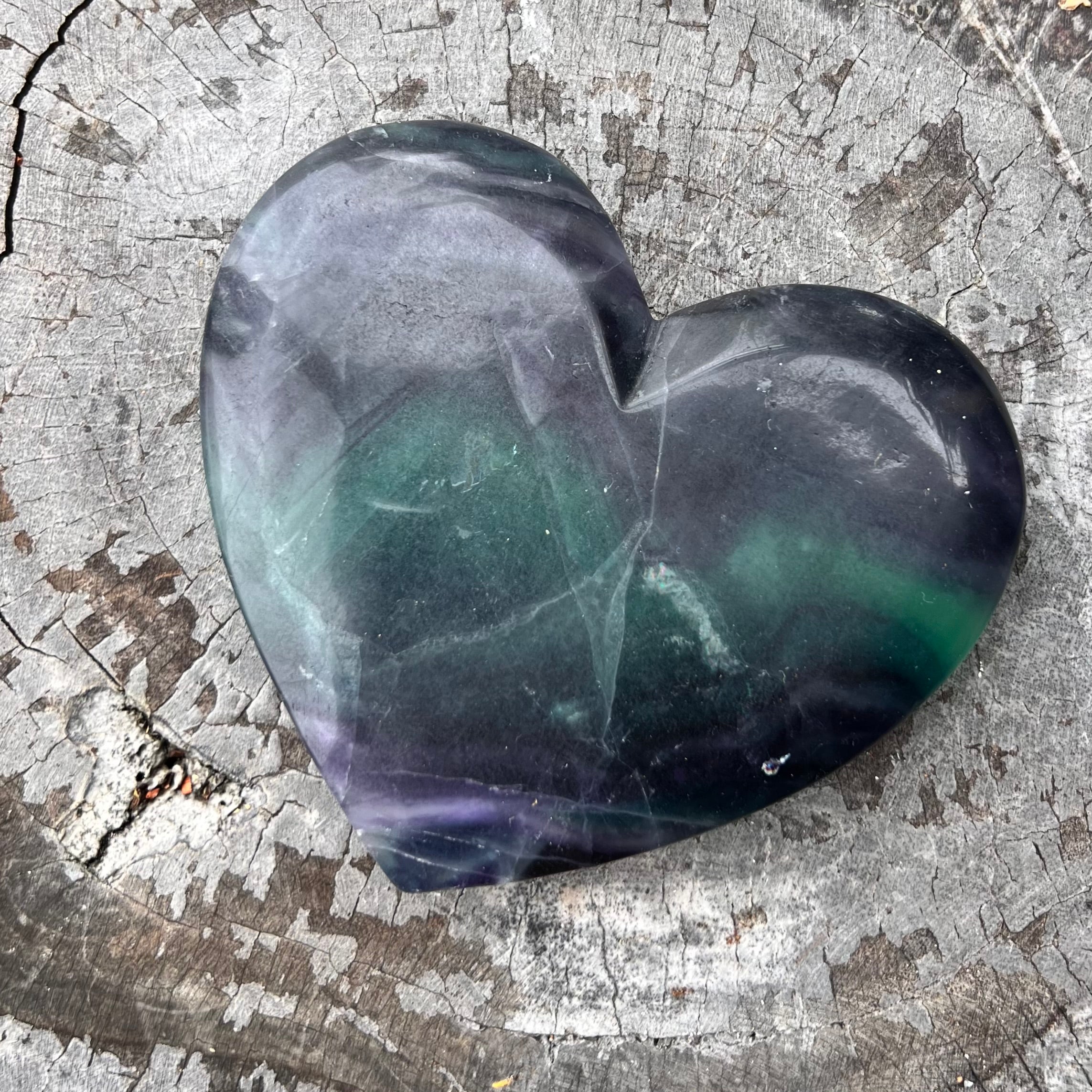 Rainbow Fluorite Large Heart