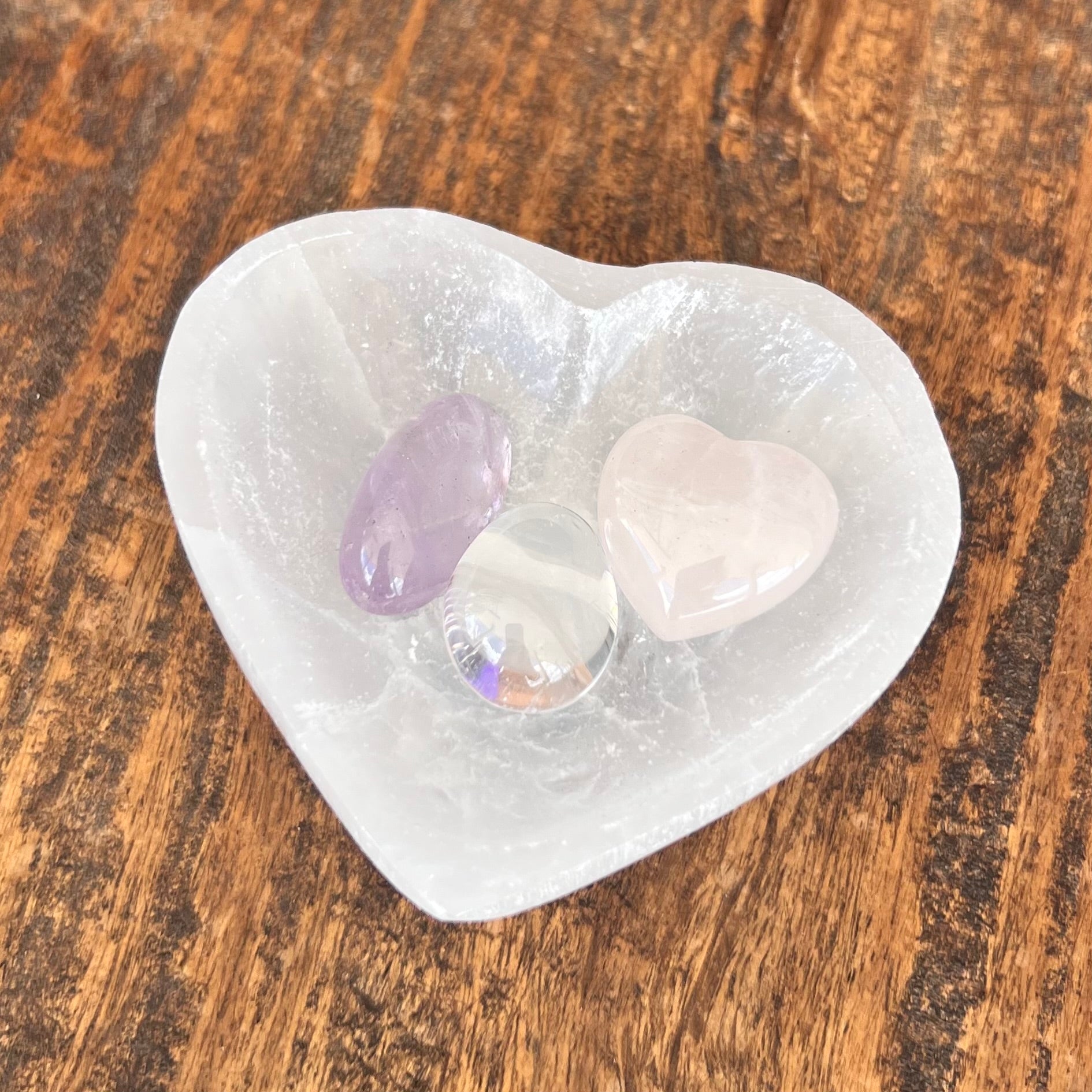 Selenite Cleansing & Charging Heart Bowl ~ Small