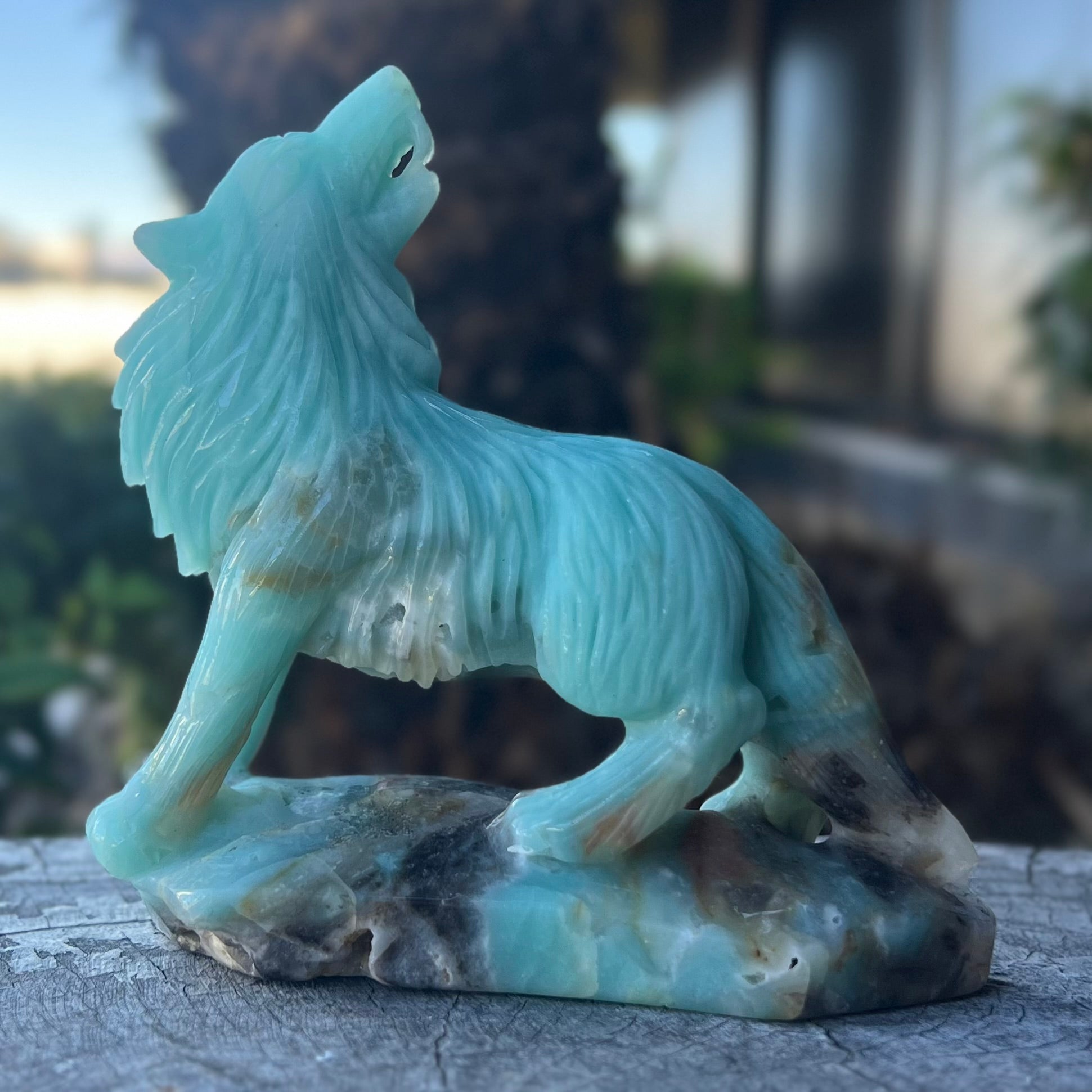 Amazonite ~ Wolf Carving