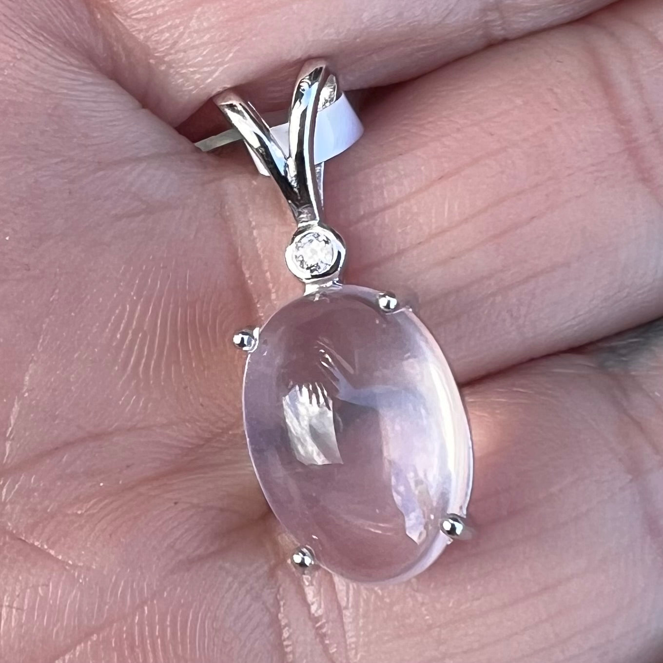 Rose Quartz with Topaz ~ Sterling Silver Pendant