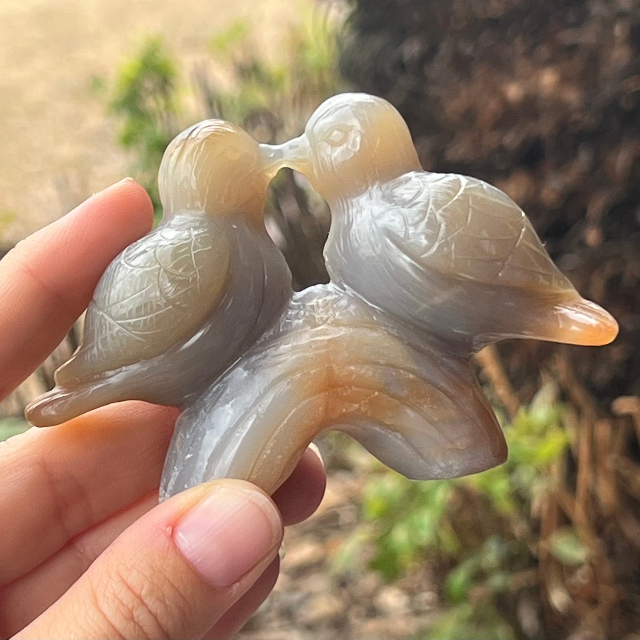 Love Birds Carving ~ Agate