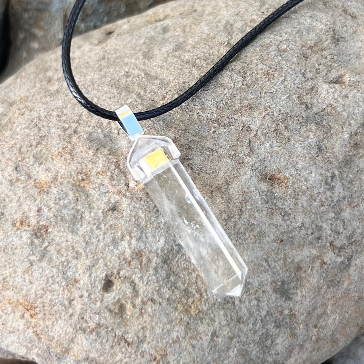 Clear Quartz Pencil Double Pointed Pendant