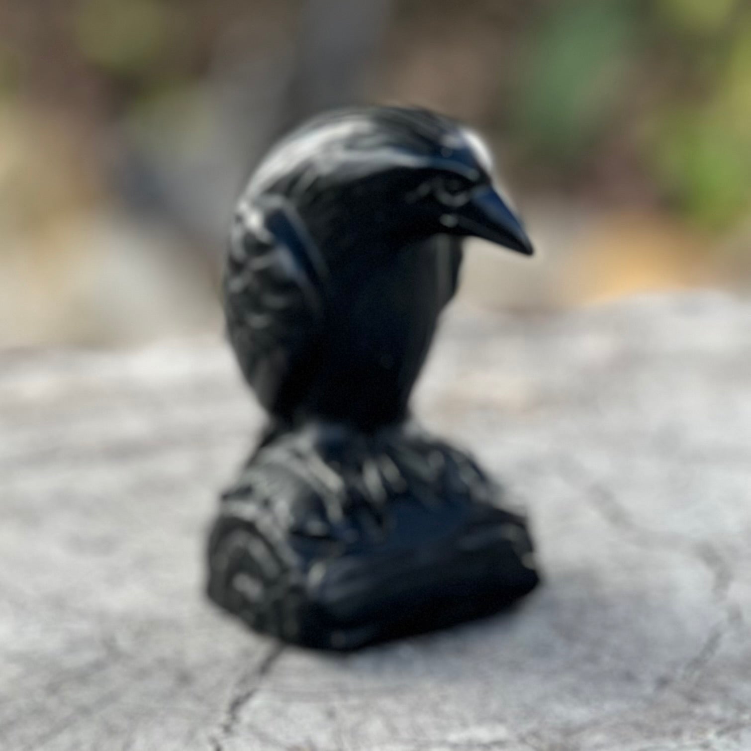 Black Obsidian Raven Carving Medium