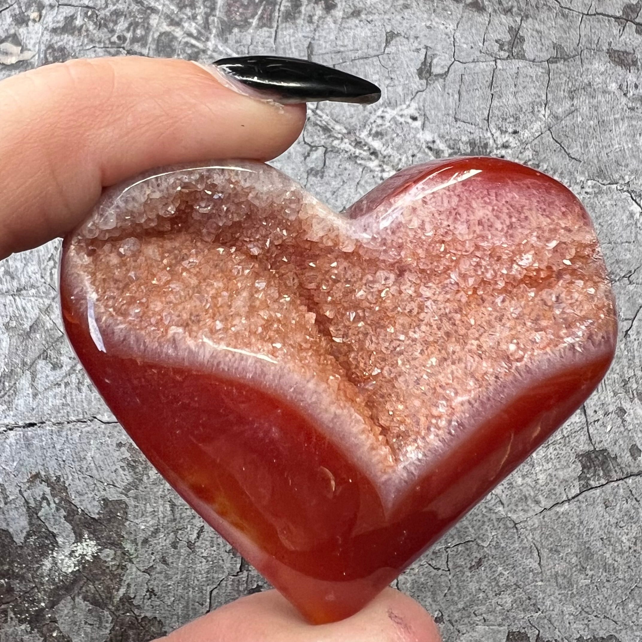 Carnelian Geode Heart ~ 8