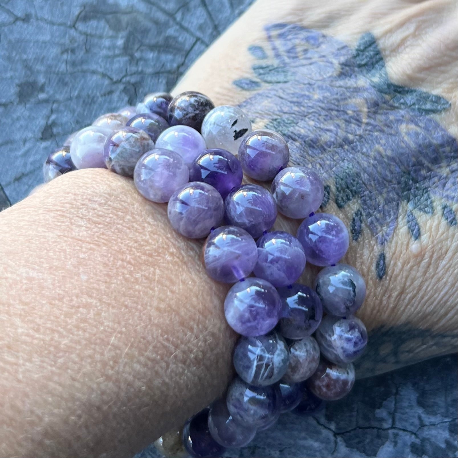 Dog Tooth Amethyst Beaded Bracelet