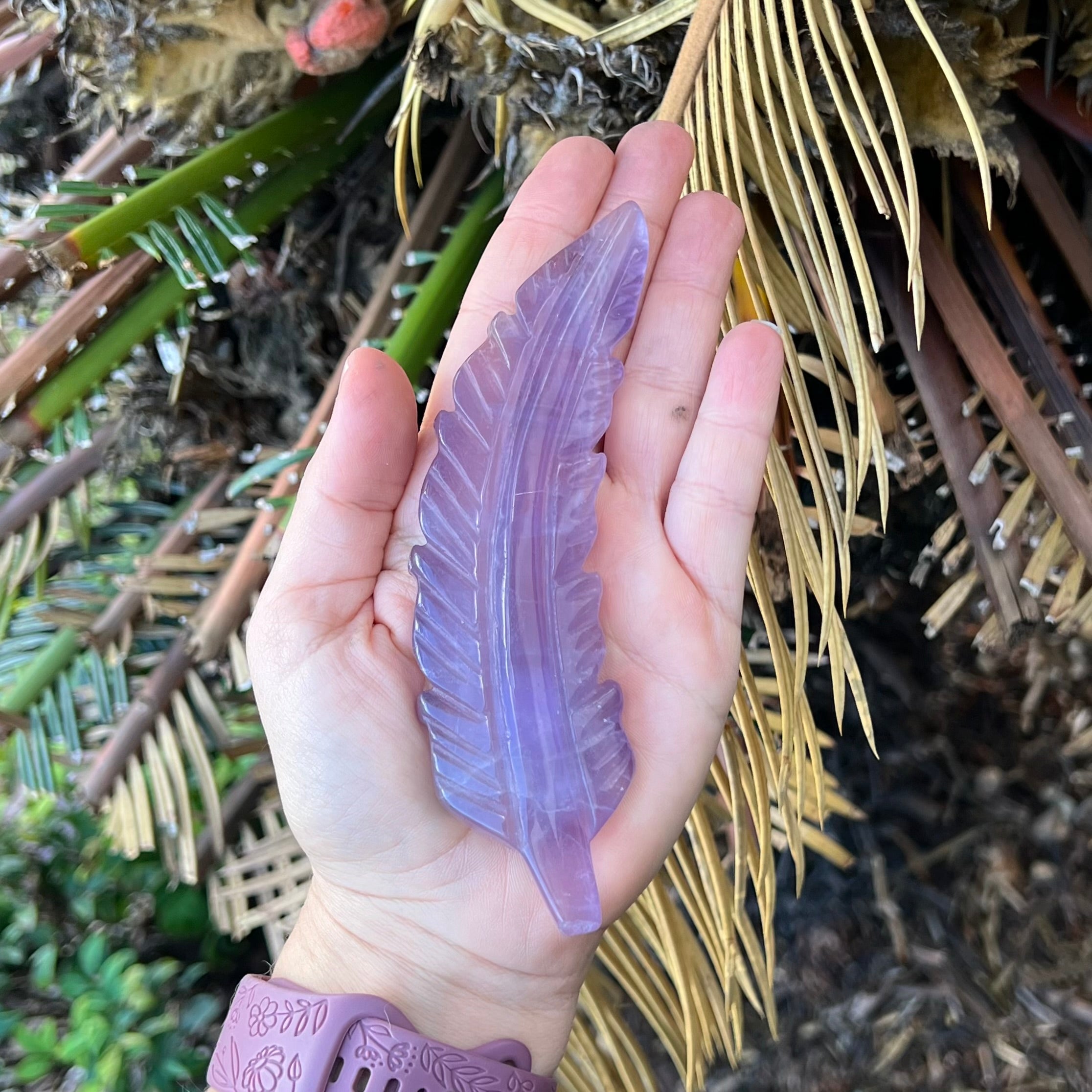 Purple Fluorite ~ Feather Carving