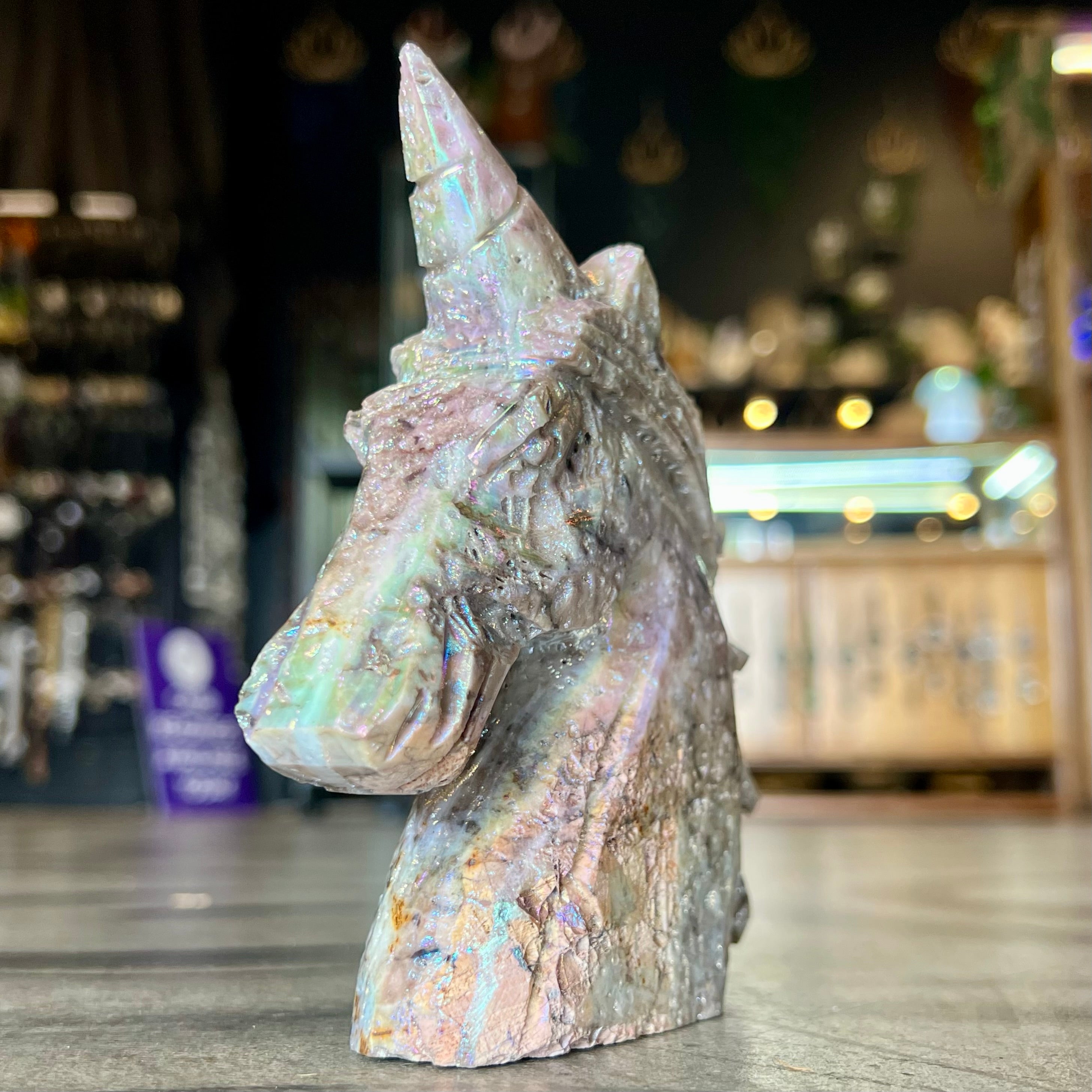 Sphalerite Unicorn Carving ~ Electroplated