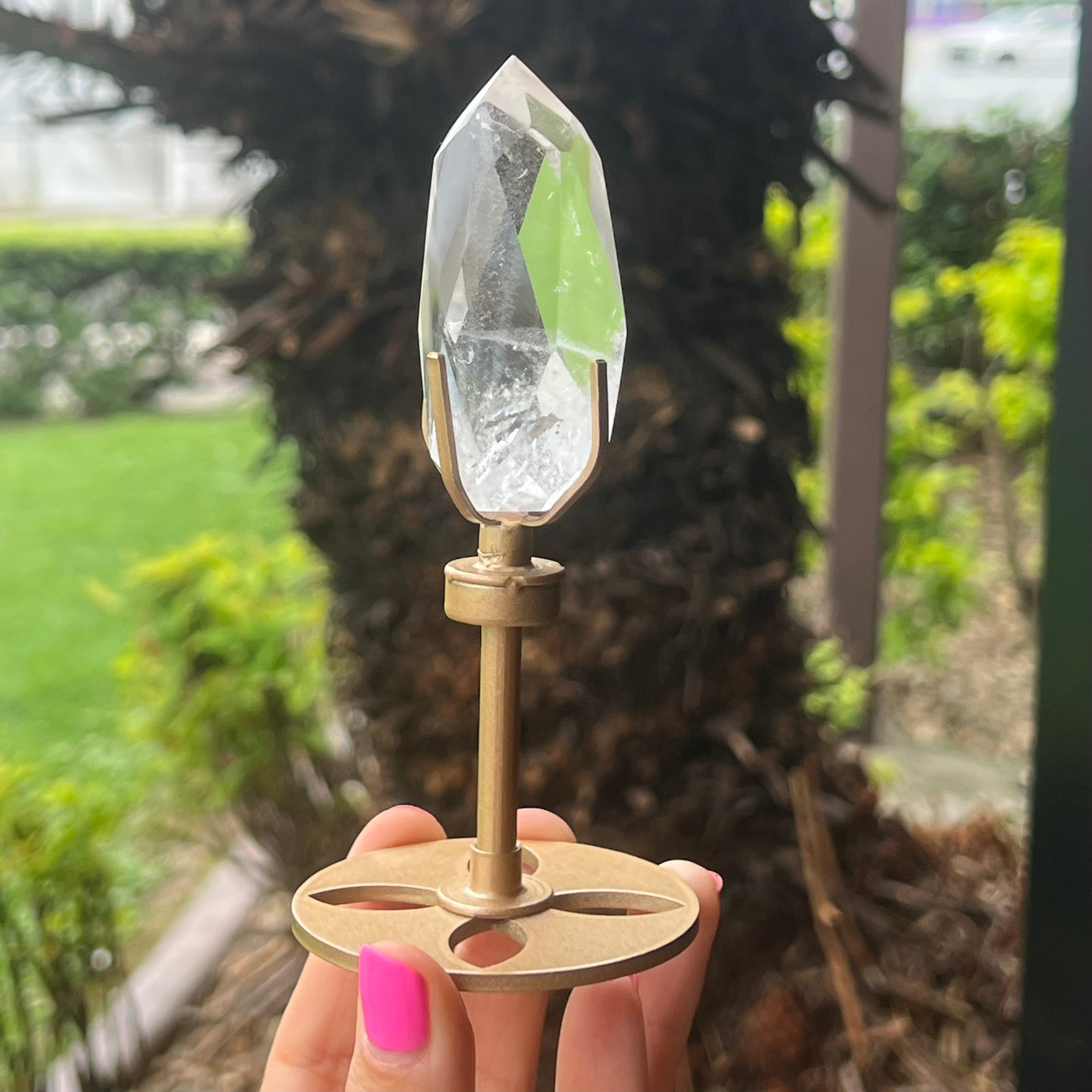 Clear Quartz ~ Facetted Generator Point on Stand