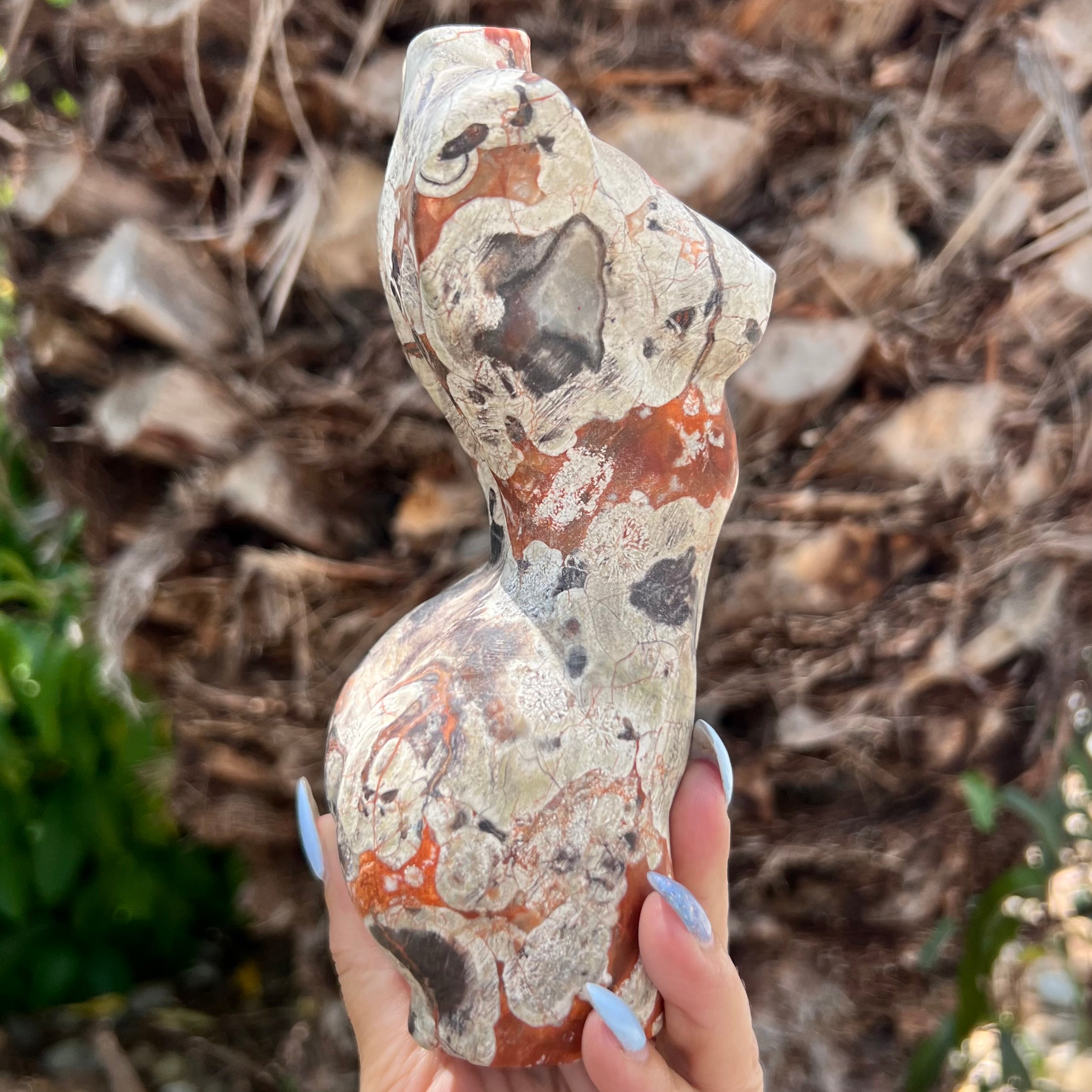 Be Brave ~ Natural Leopard Skin Jasper Lady Carving
