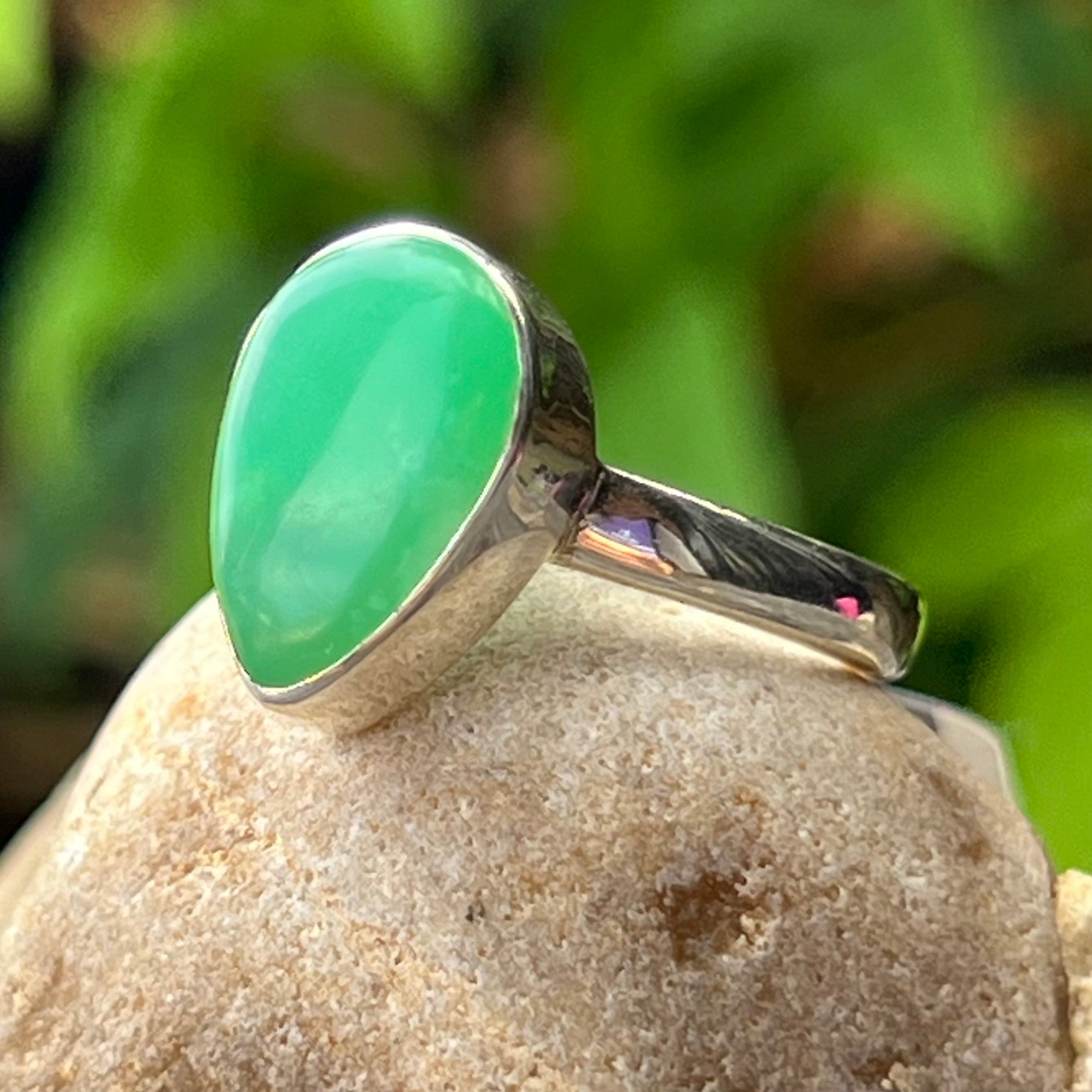 Chrysoprase ~ Sterling Silver Ring ~ Size 8