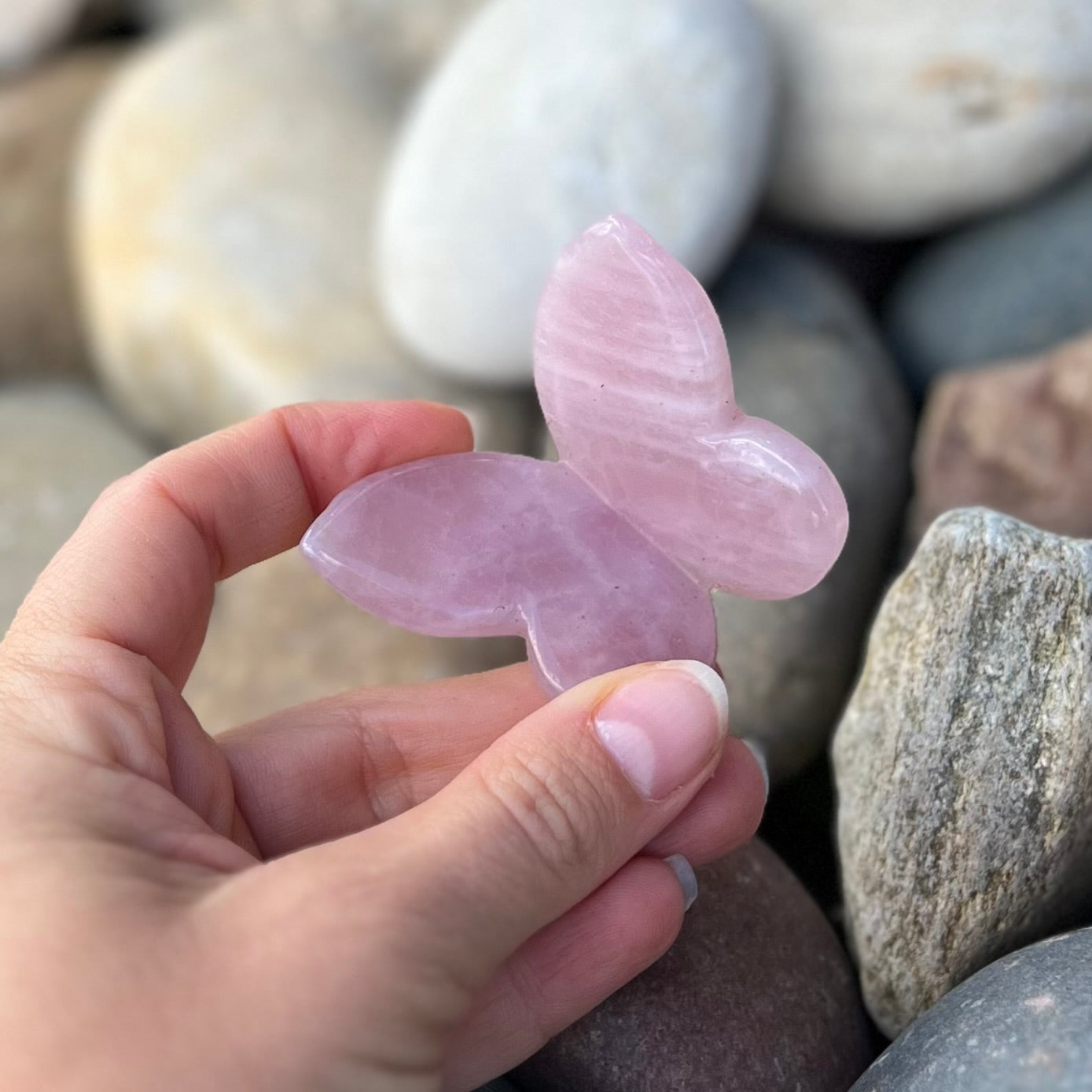 Rose Quartz Butterfly Carving