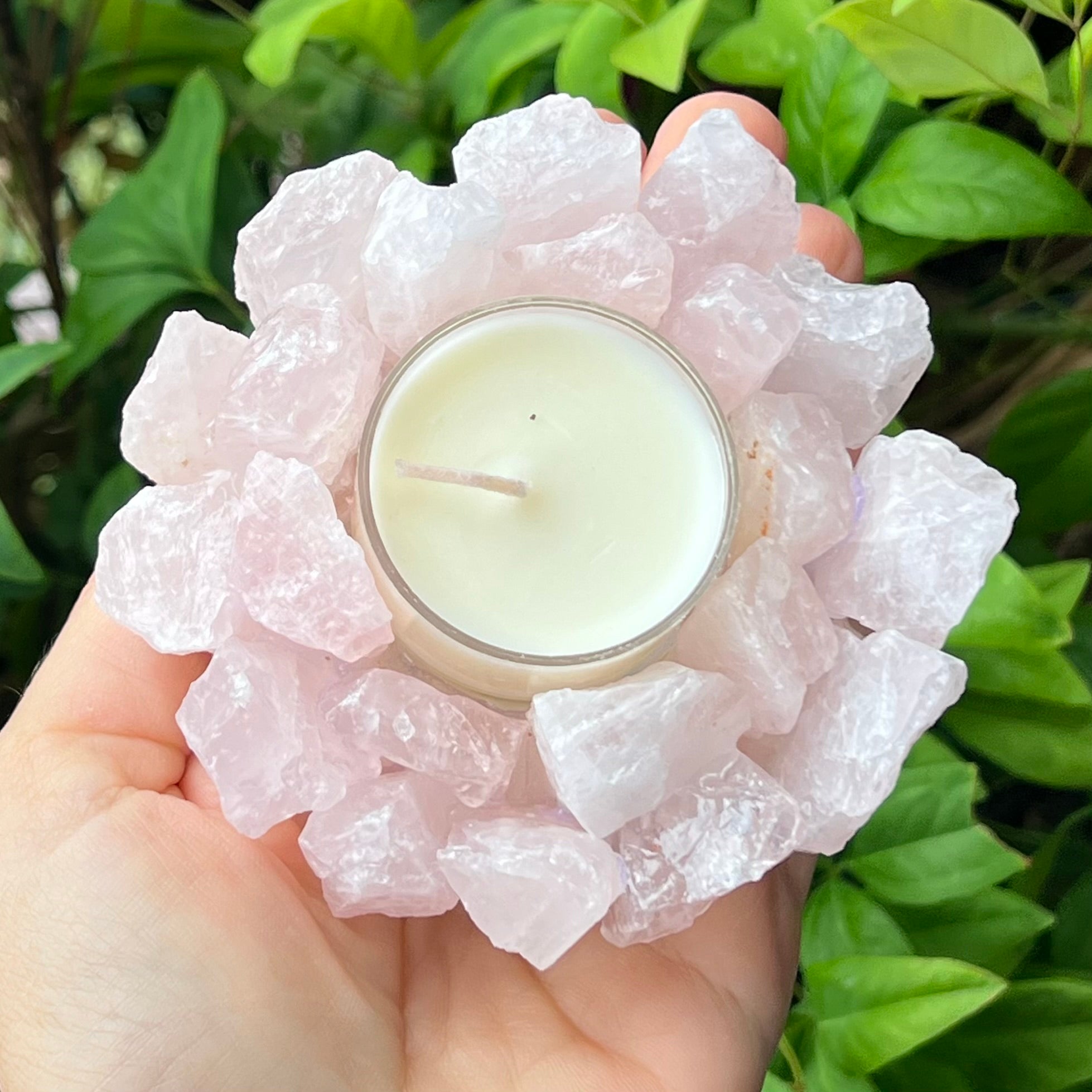 Rose Quartz Tea Light Candle Holder