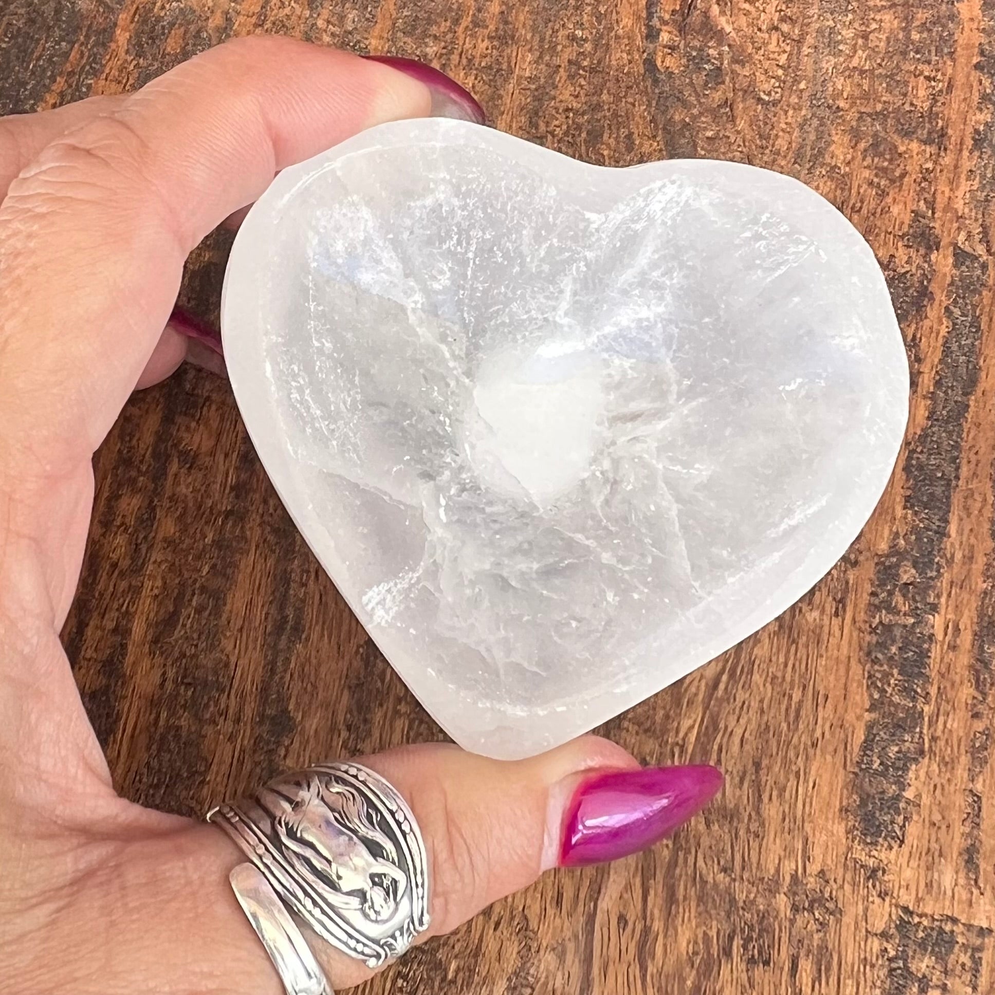 Selenite Cleansing & Charging Heart Bowl ~ Small