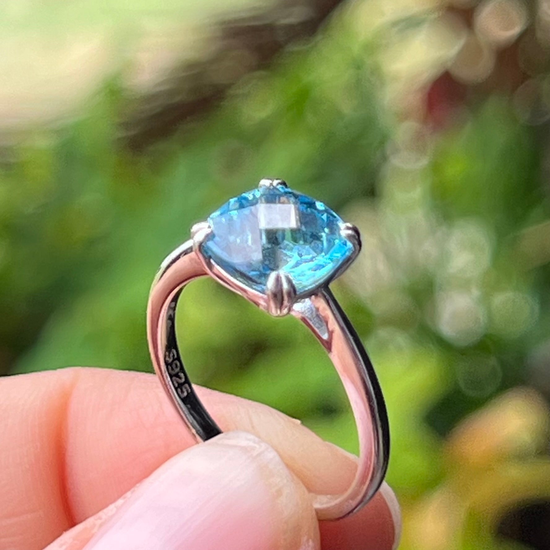 Swiss Blue Topaz ~ Sterling Silver Ring ~ 6