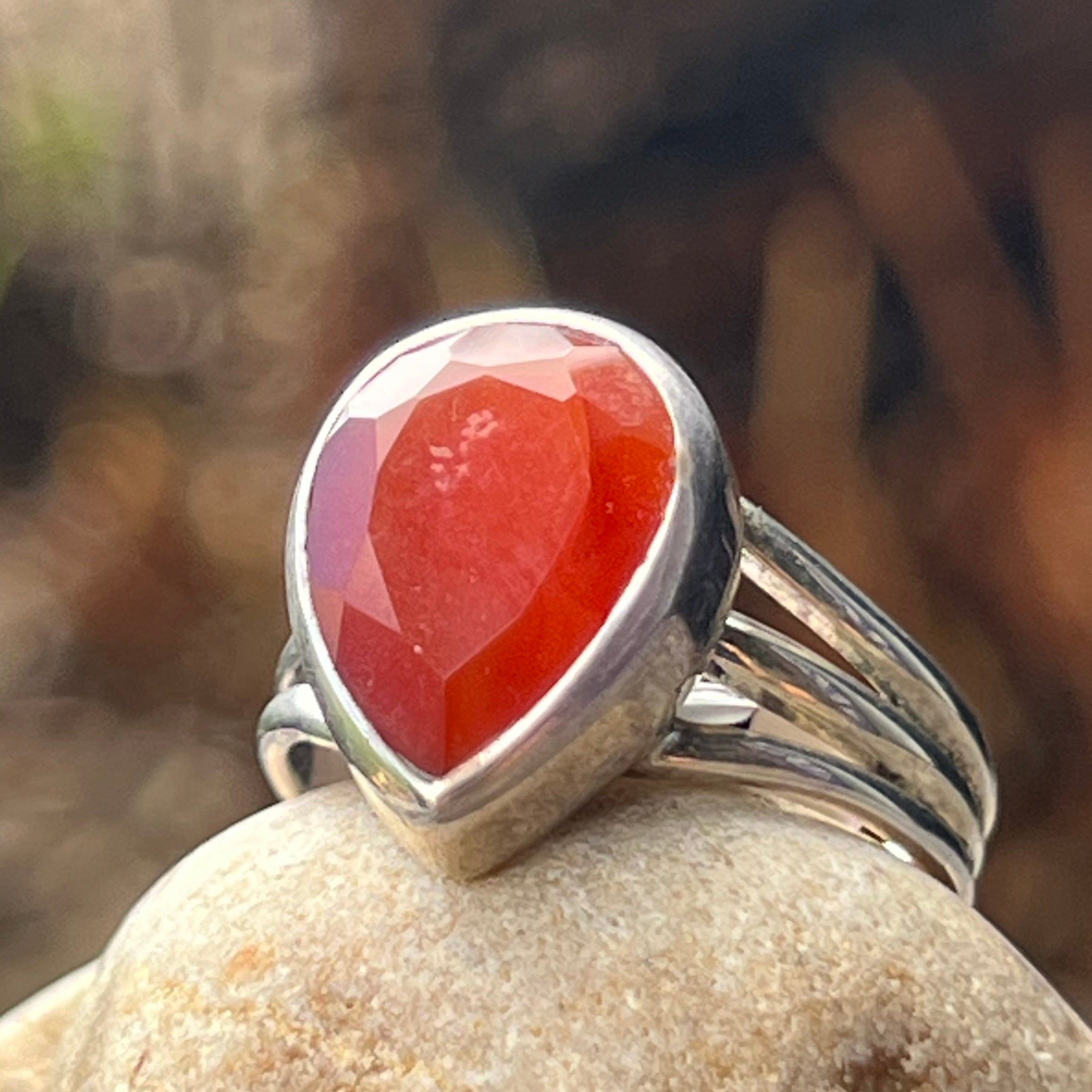 Carnelian ~ Sterling Silver Ring ~ size 8