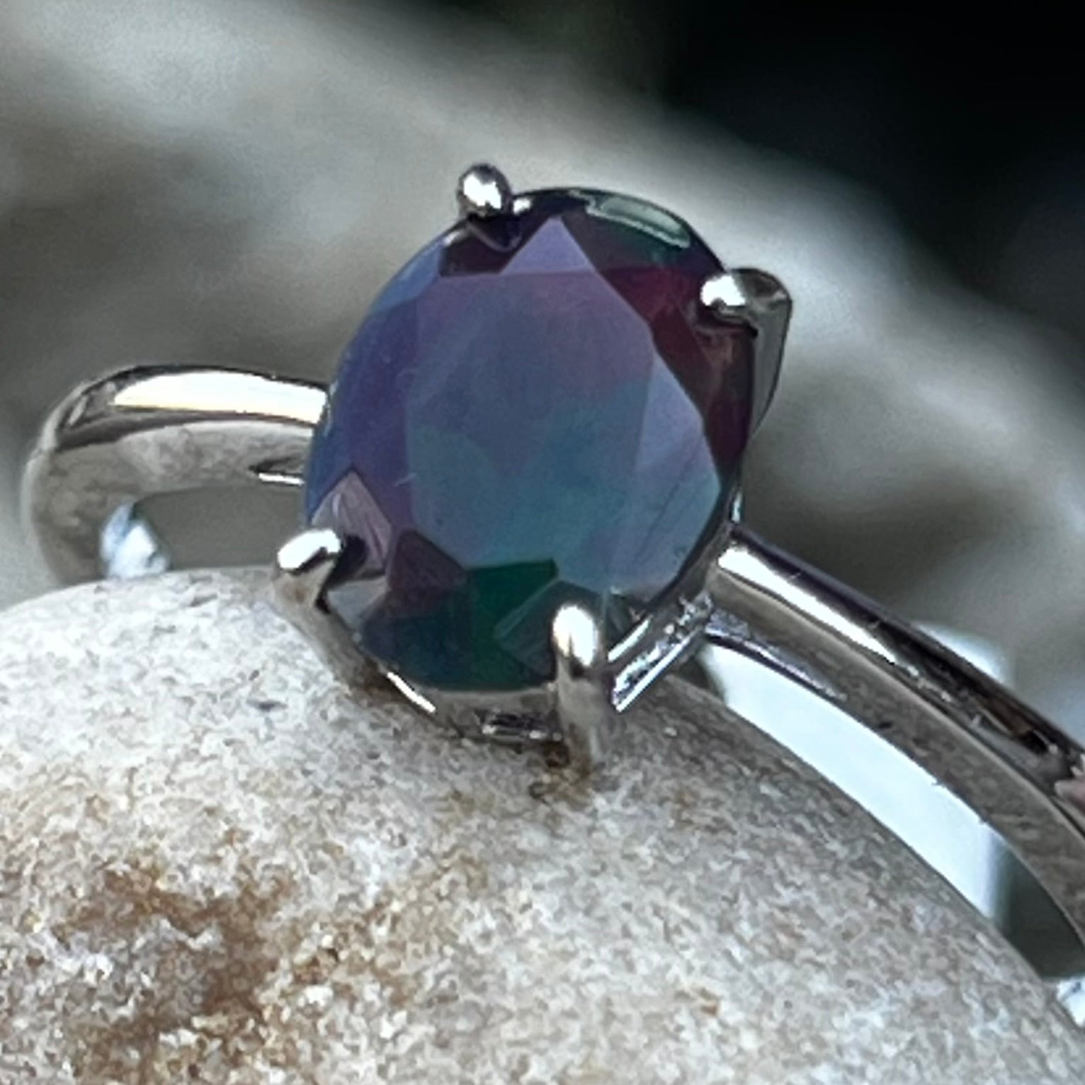 Black Opal ~ Sterling Silver Ring ~ Size 7 ~ 1