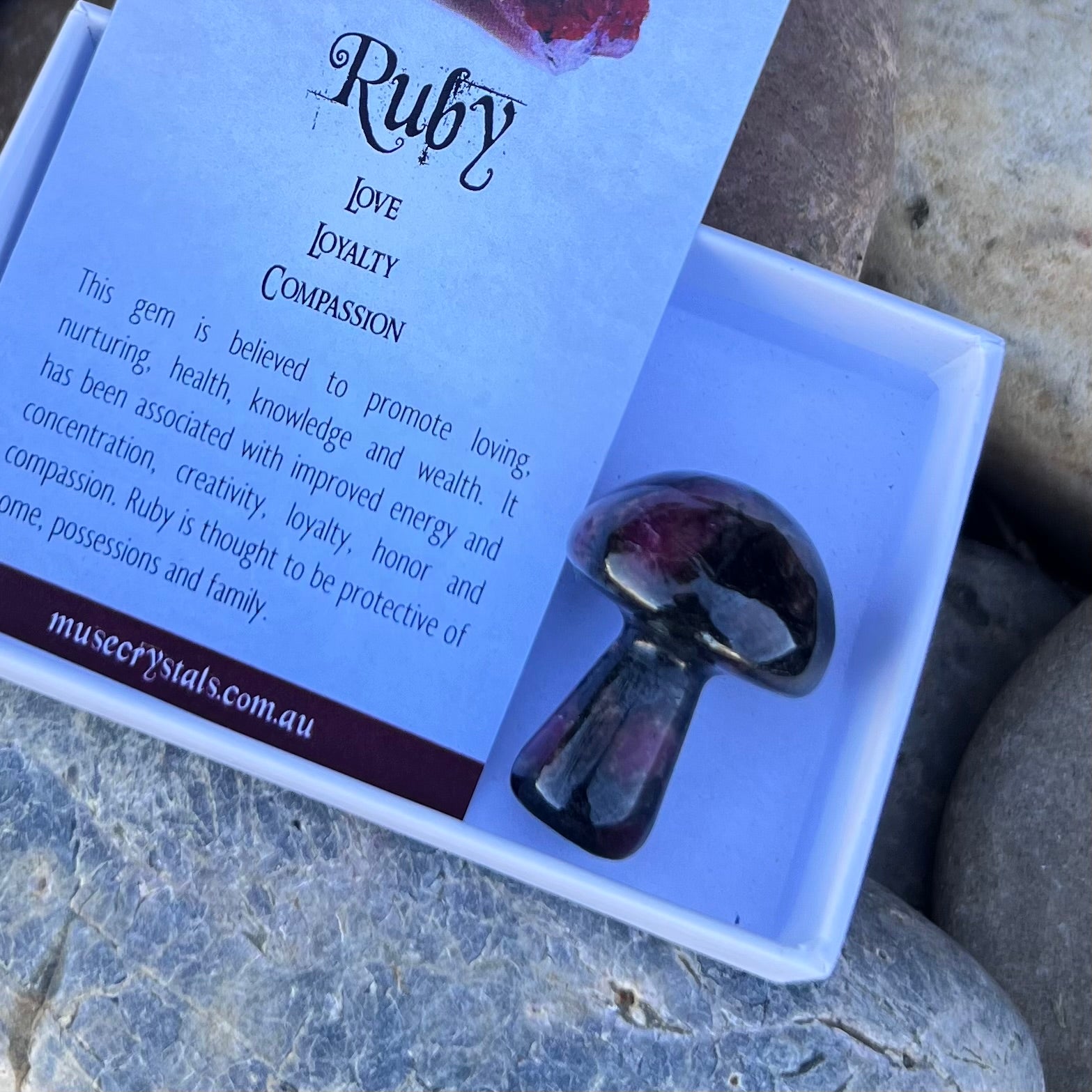 Ruby Mushroom ~ Specialty Boxed Crystal