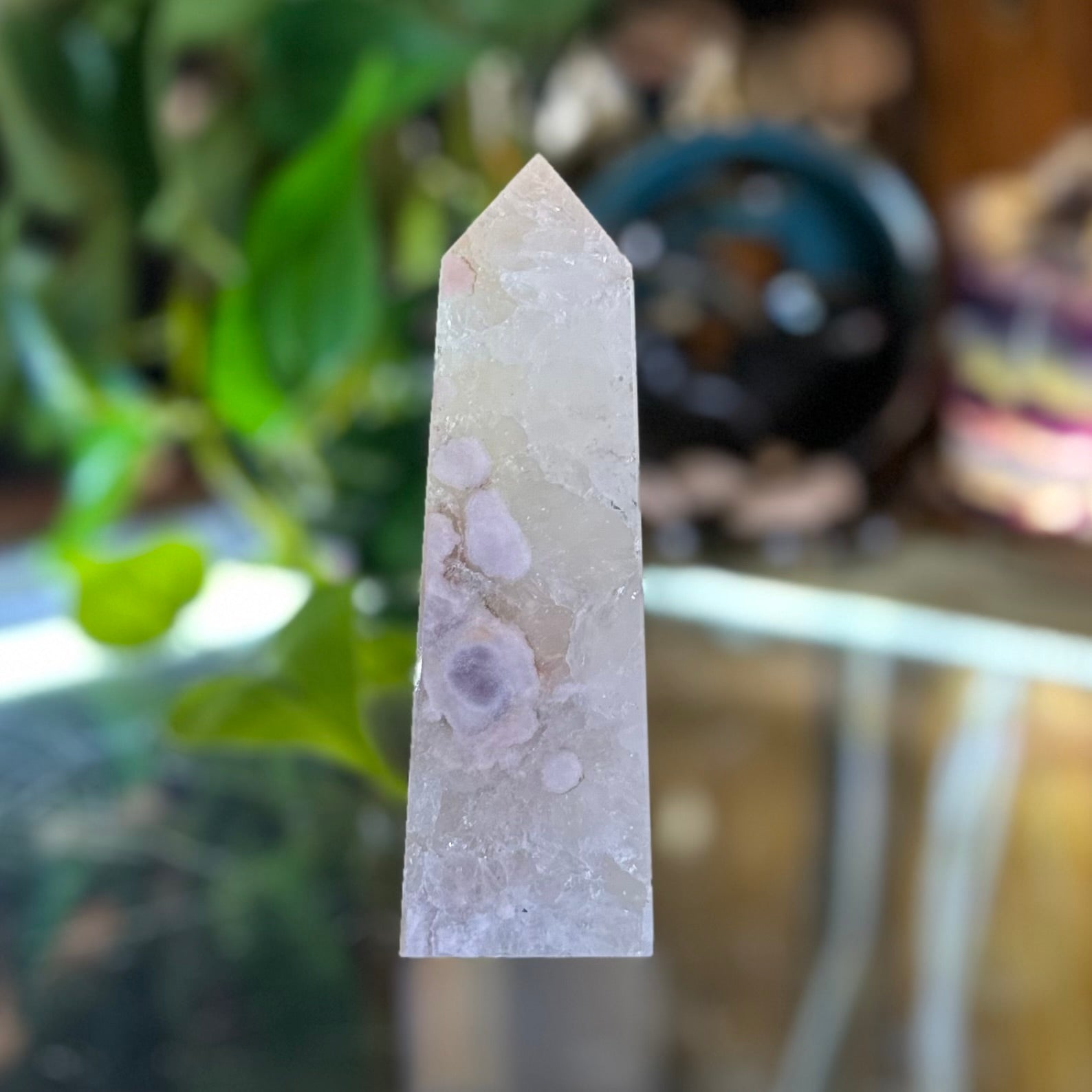 Pink Amethyst and Flower Agate Tower