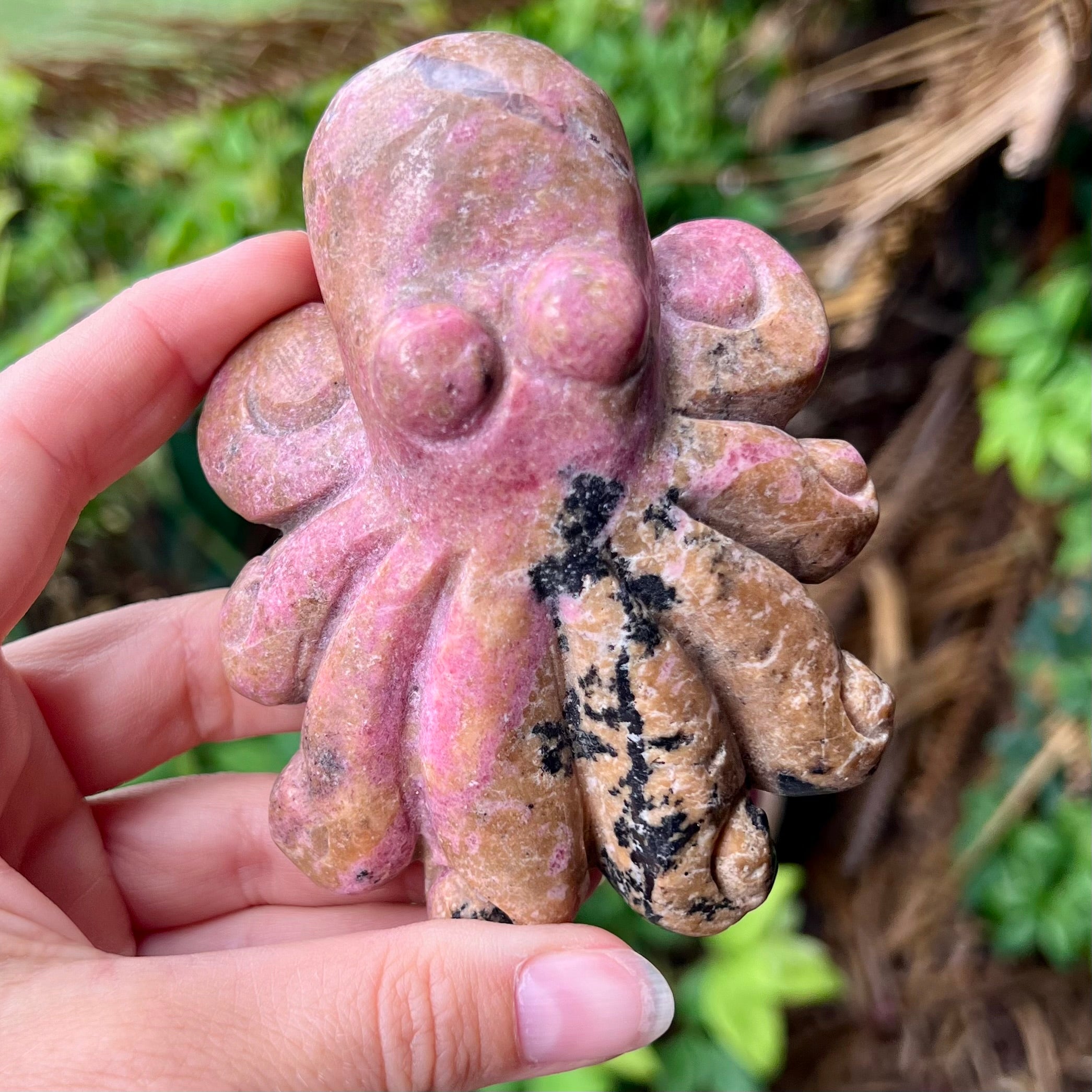 Rhodonite Octopus Carving