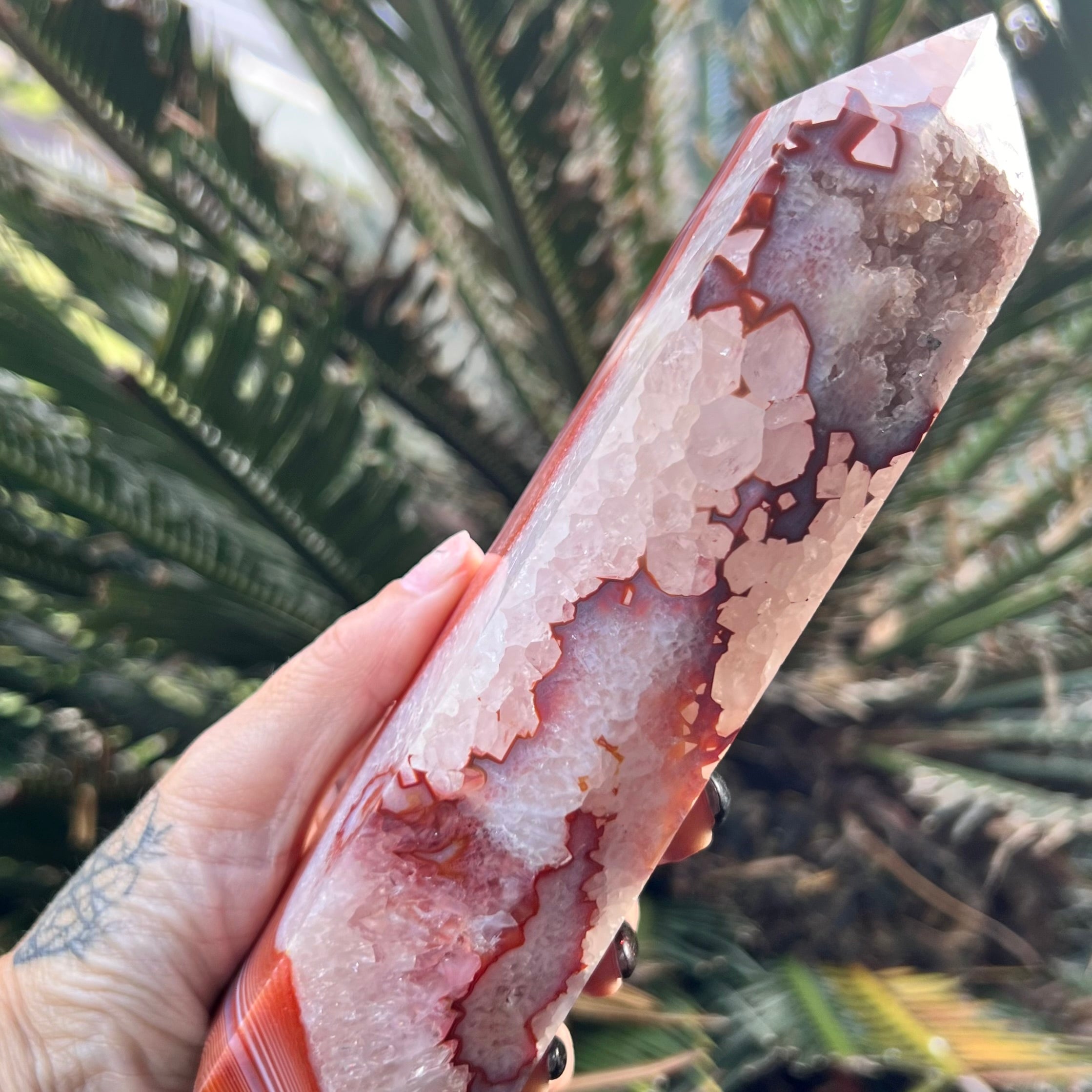 Carnelian with Quartz Generator Tower