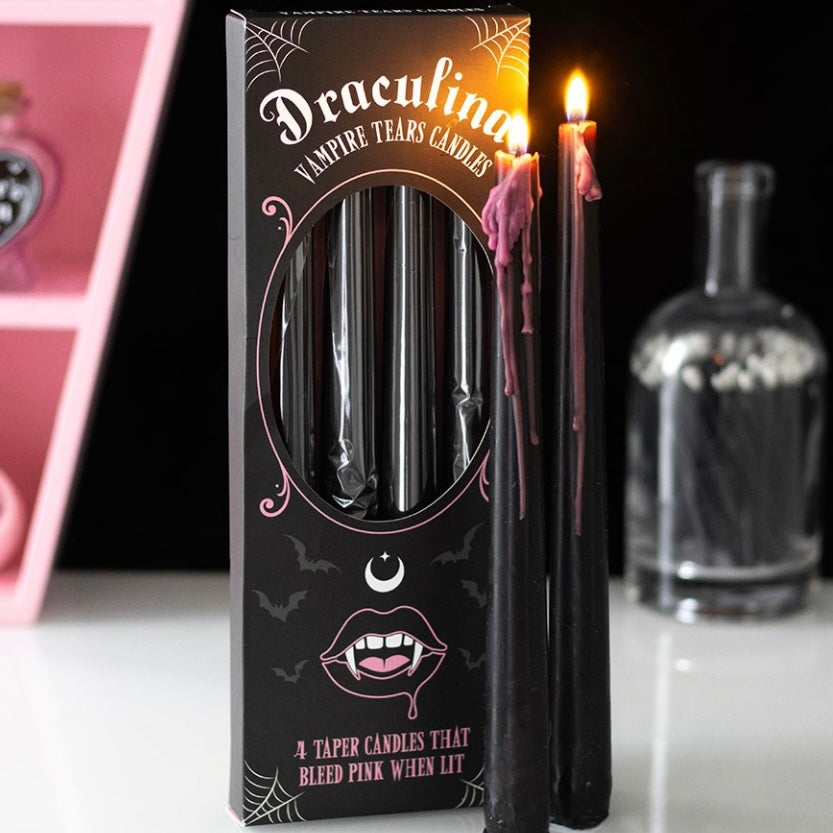 Draculina Pink ~ Vampire Tears Tapered Candles
