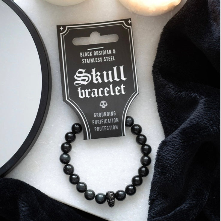 Black Obsidian Skull Bracelet
