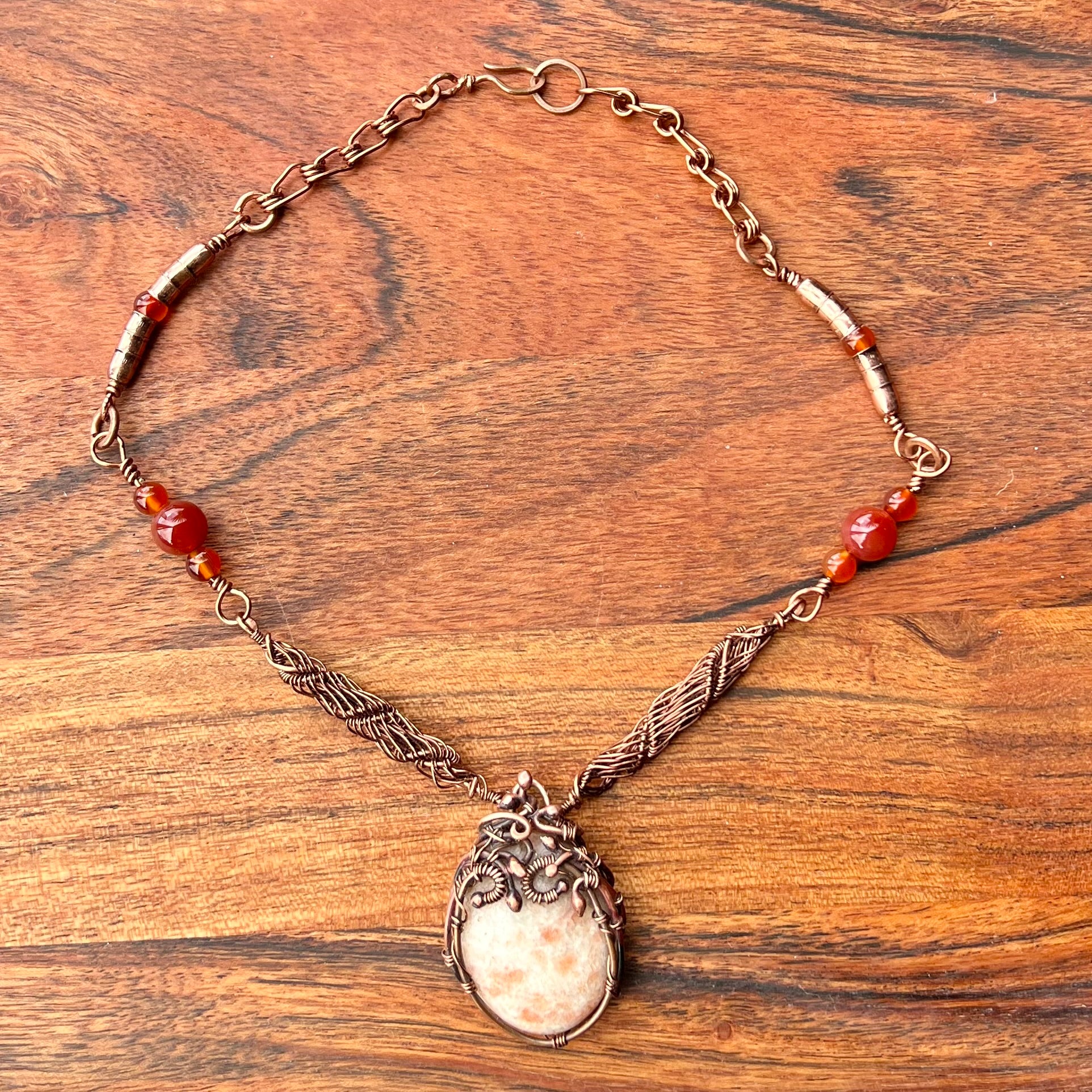 Muse Forged ~ Artesian Sunstone & Carnelian Necklace