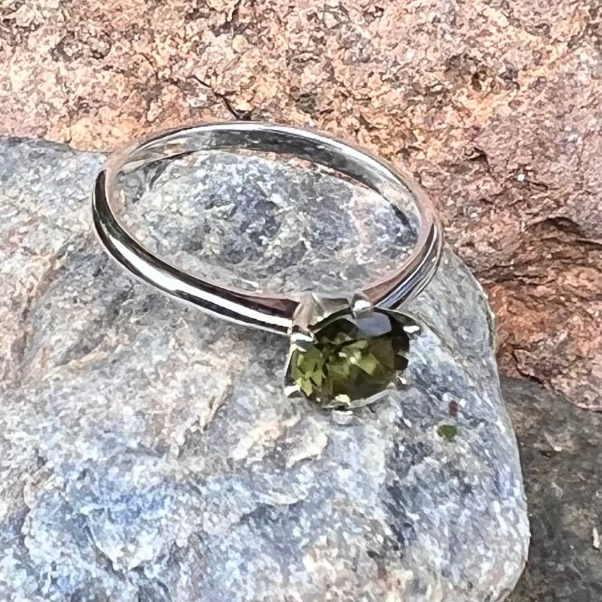 Moldavite Ring set in Sterling Silver size 7