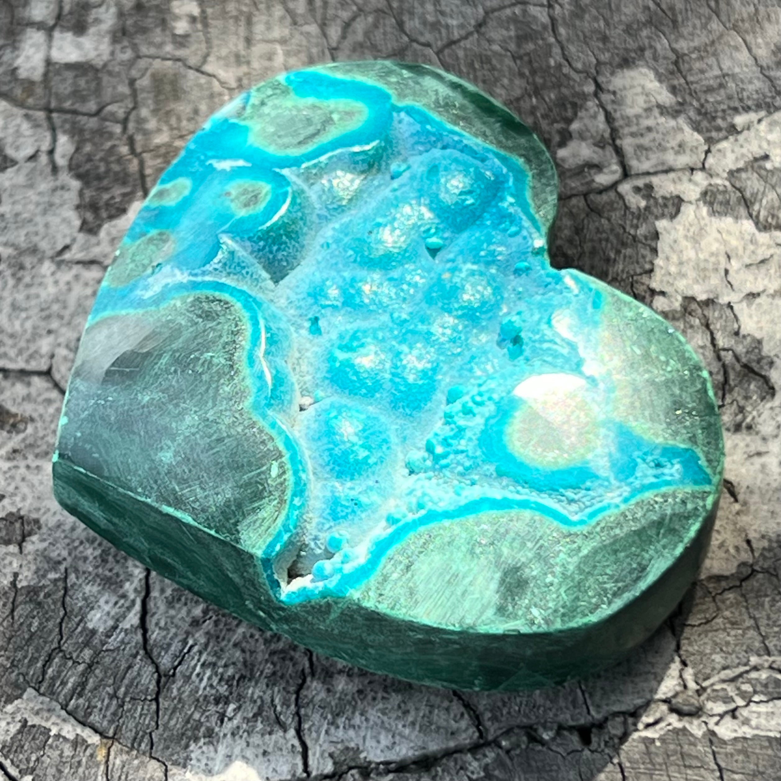 Chrysocolla and Malachite Heart Carving