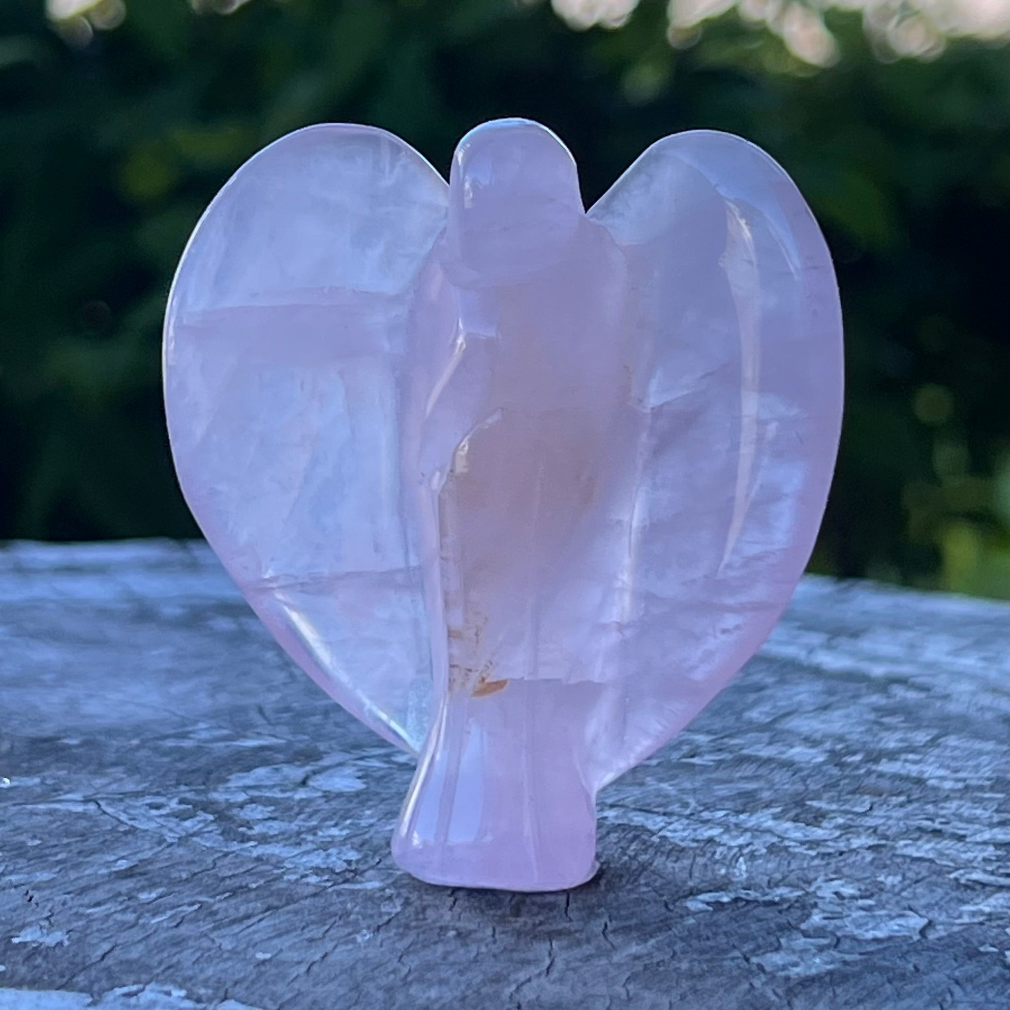 Rose Quartz Angel Carving ~ Medium