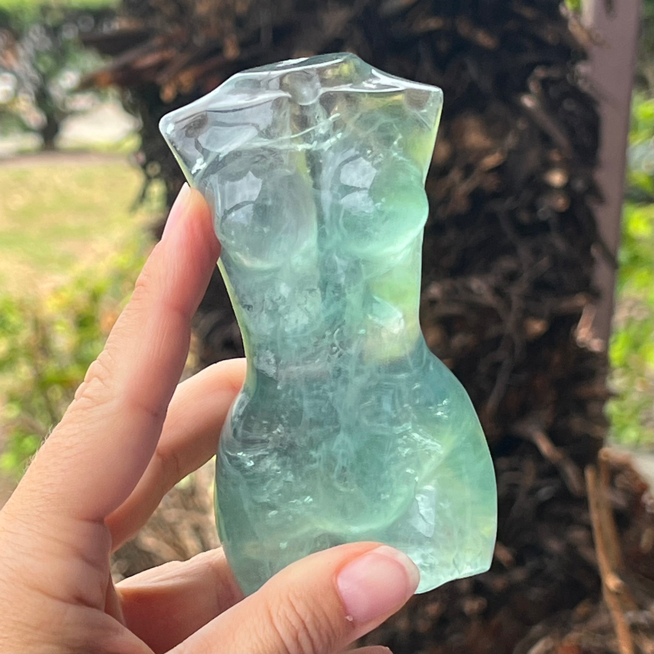 Green Fluorite ~ Woman Lady Body Carving