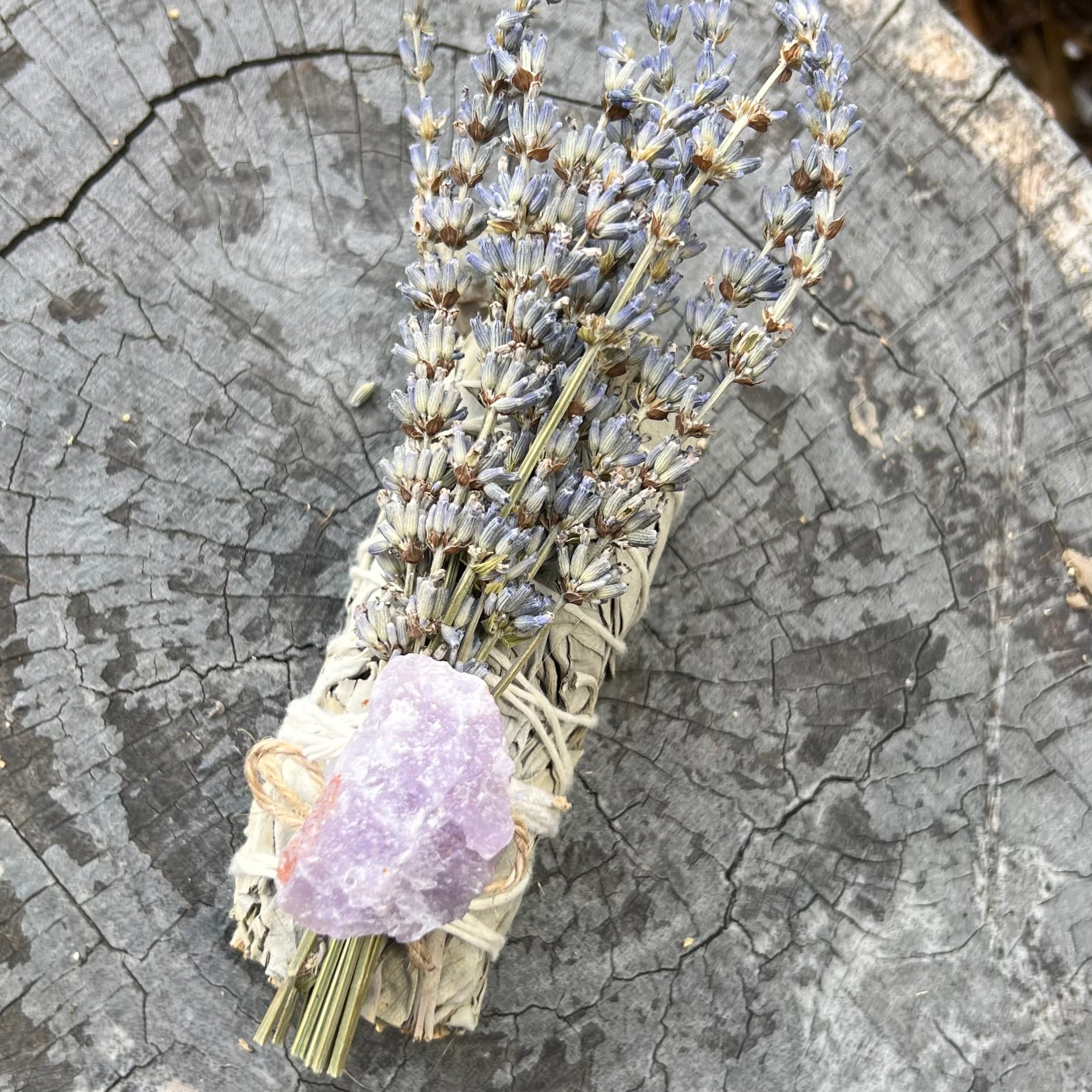 White Sage Botanical Bundle with Lavender & Natural Amethyst