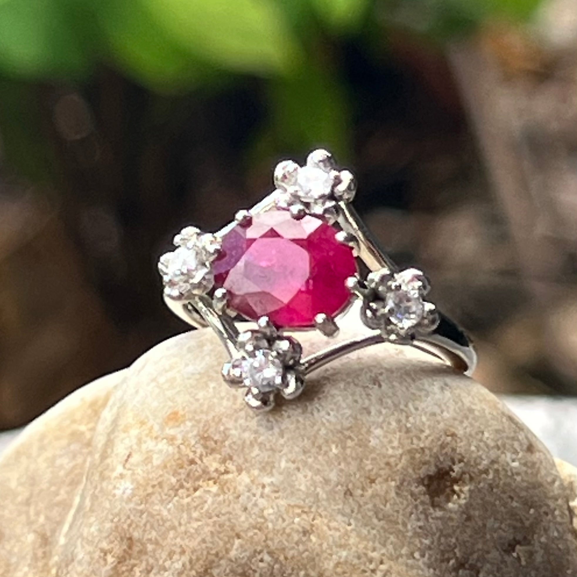 Ruby in Sterling Silver Ring ~ size 7