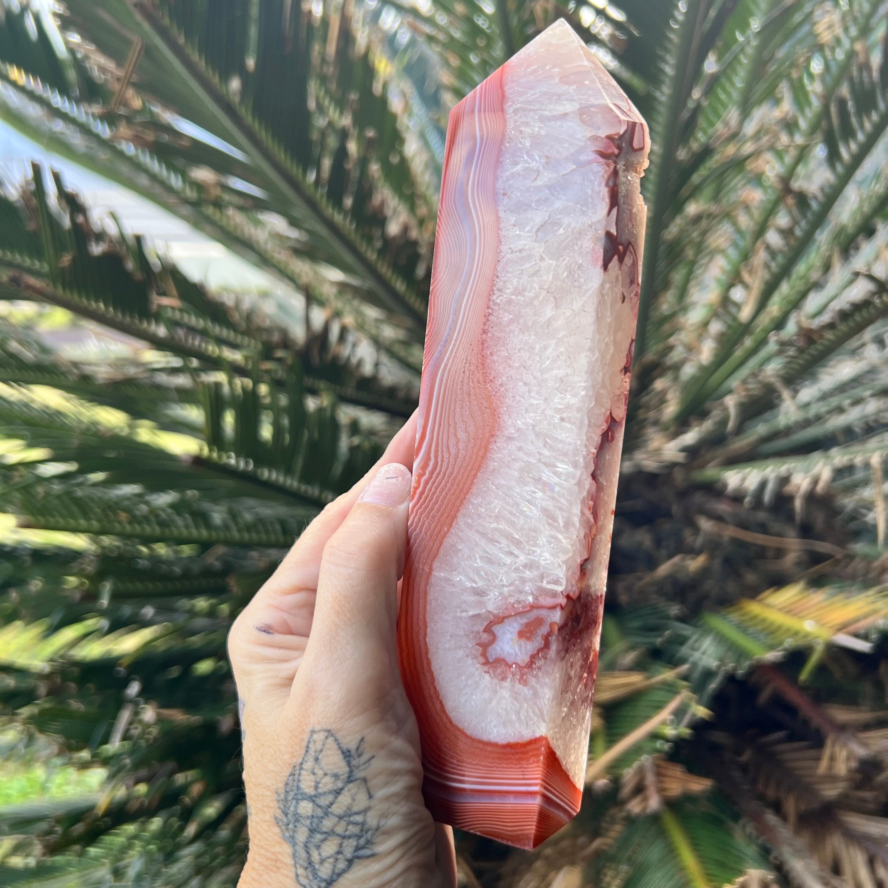 Carnelian with Quartz Generator Tower